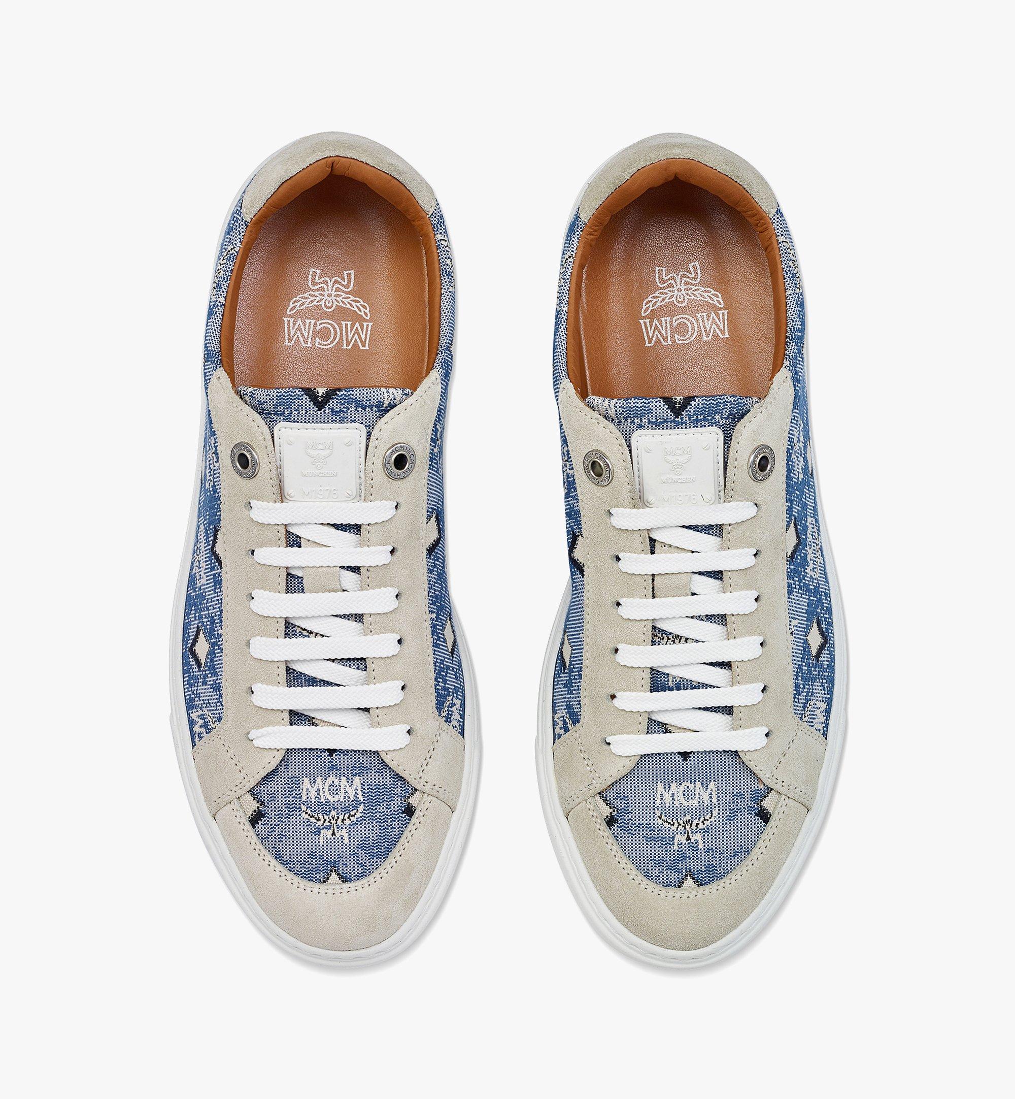 MCM Women’s Terrain Lo Sneakers in Vintage Monogram Jacquard Blue MESBATQ02LU040 Alternate View 4