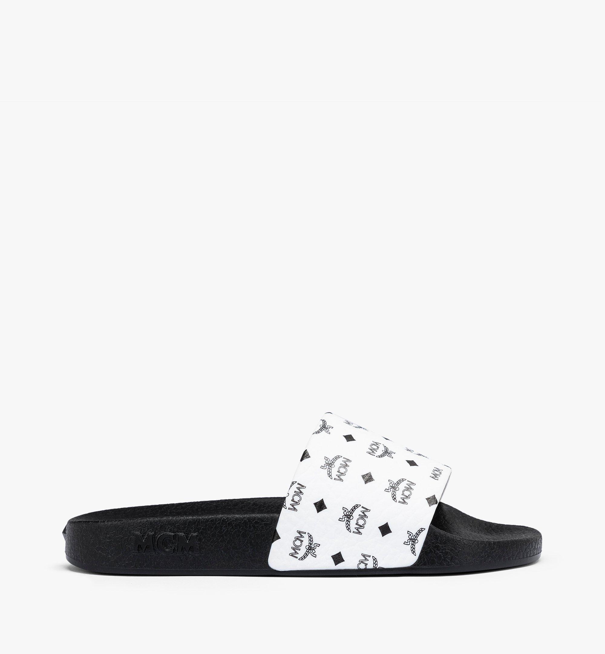MCM Claquettes en caoutchouc monogrammé White MESCAMM05BK038 Plus de photos 4