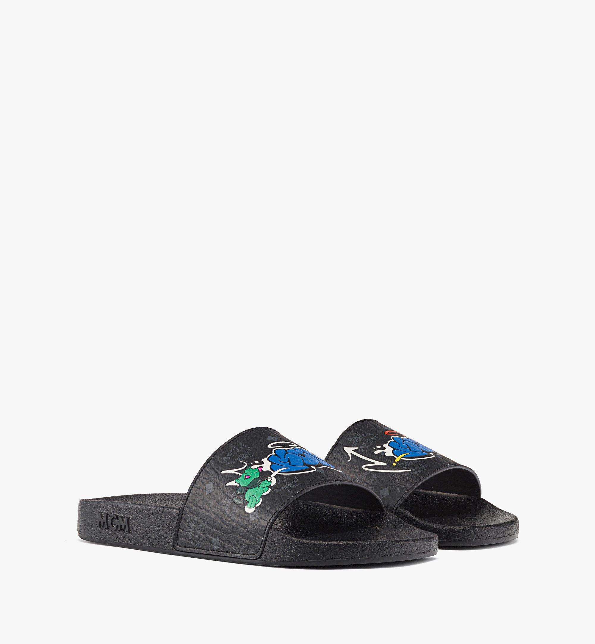 MCM Women’s Haru, Henry, Kaiser Slides in Visetos Black MESCAMM07BK038 更多视角 1