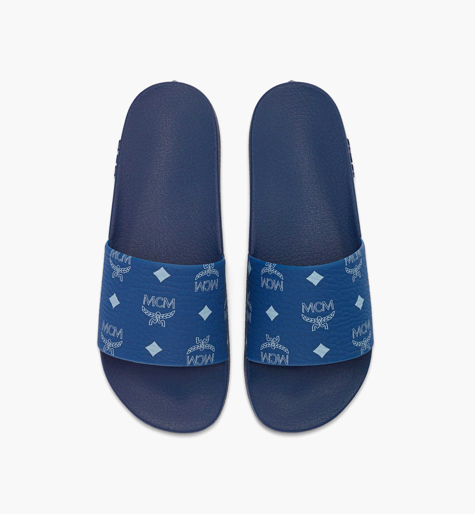 41 IT / W Monogram Print Rubber Slides Blue | MCM ®US