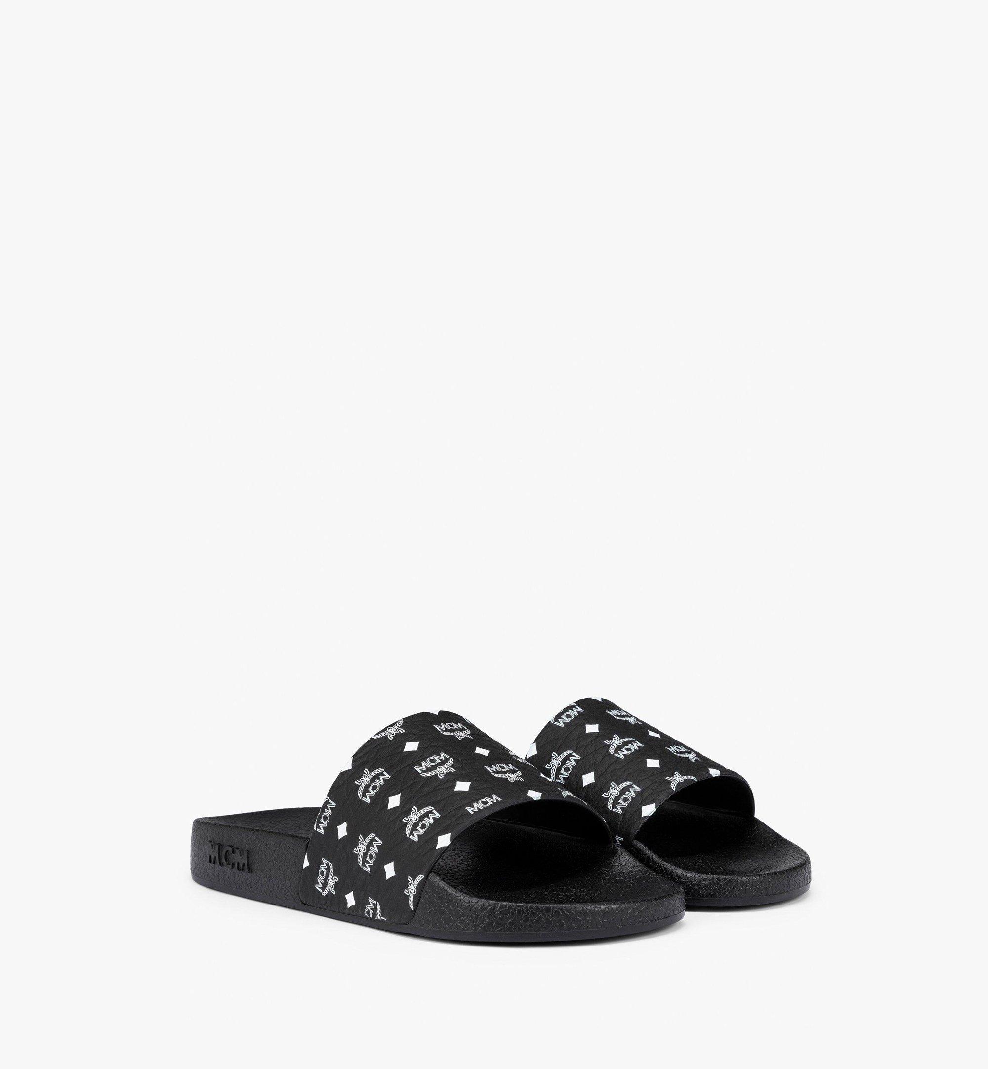 MCM Monogram Print Rubber Slides Black MESCAMM11BK035 Alternate View 1