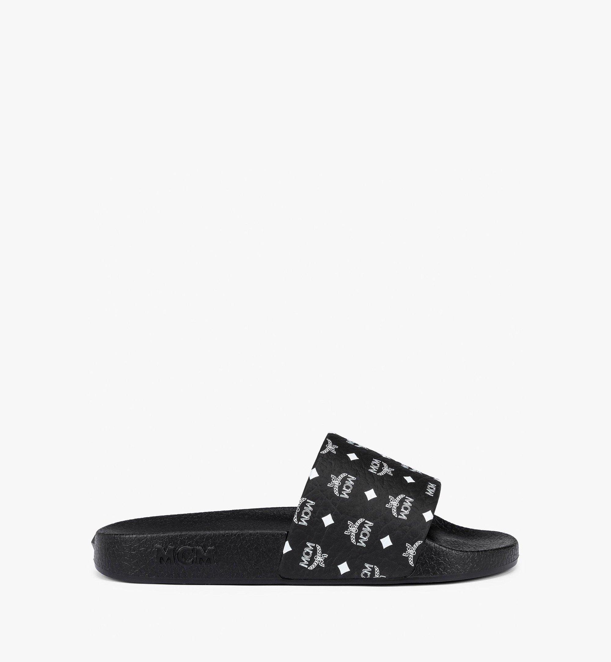 MCM Monogram Print Rubber Slides Black MESCAMM11BK035 Alternate View 1