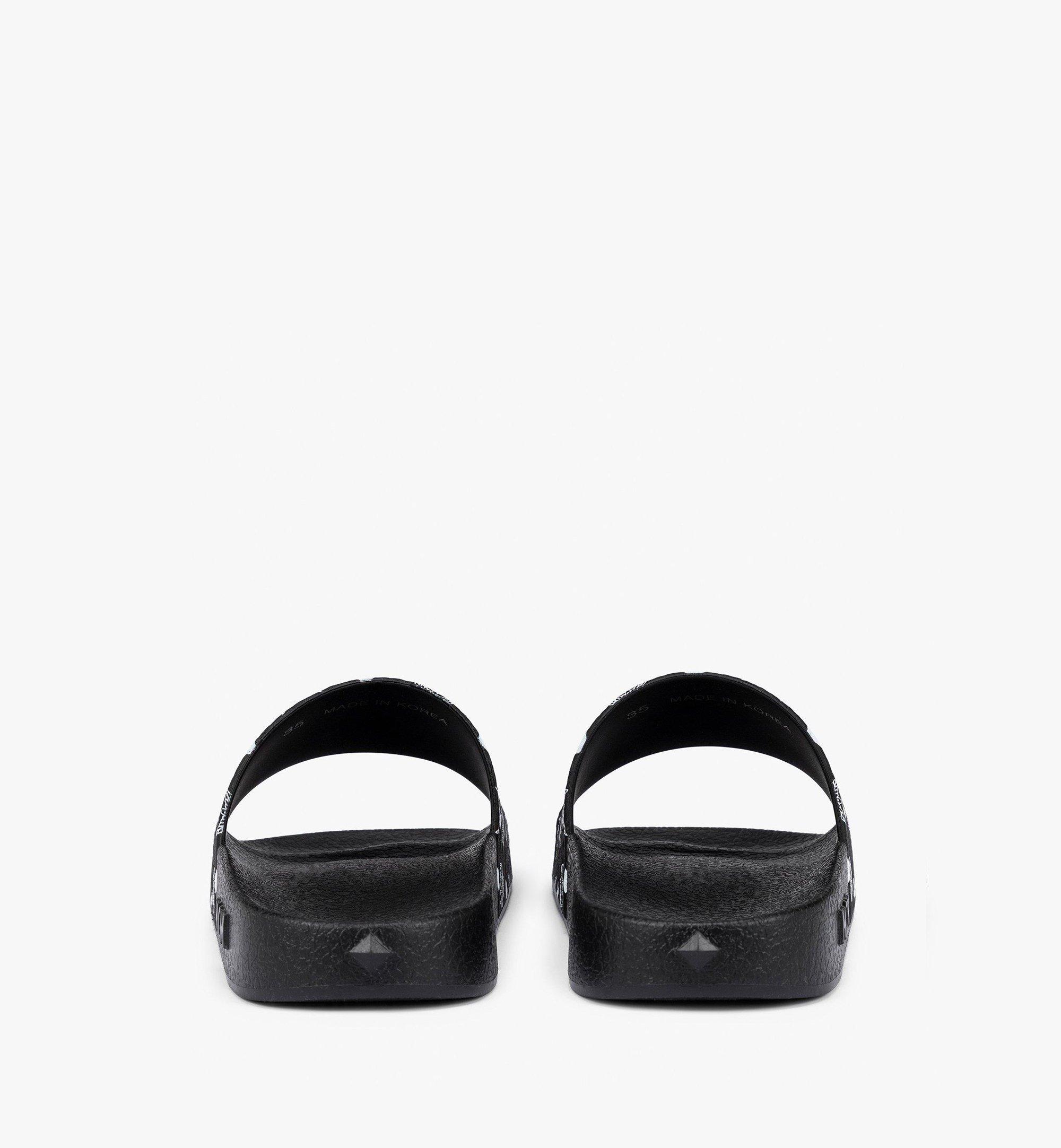 MCM Monogram Print Rubber Slides Black MESCAMM11BK035 Alternate View 2