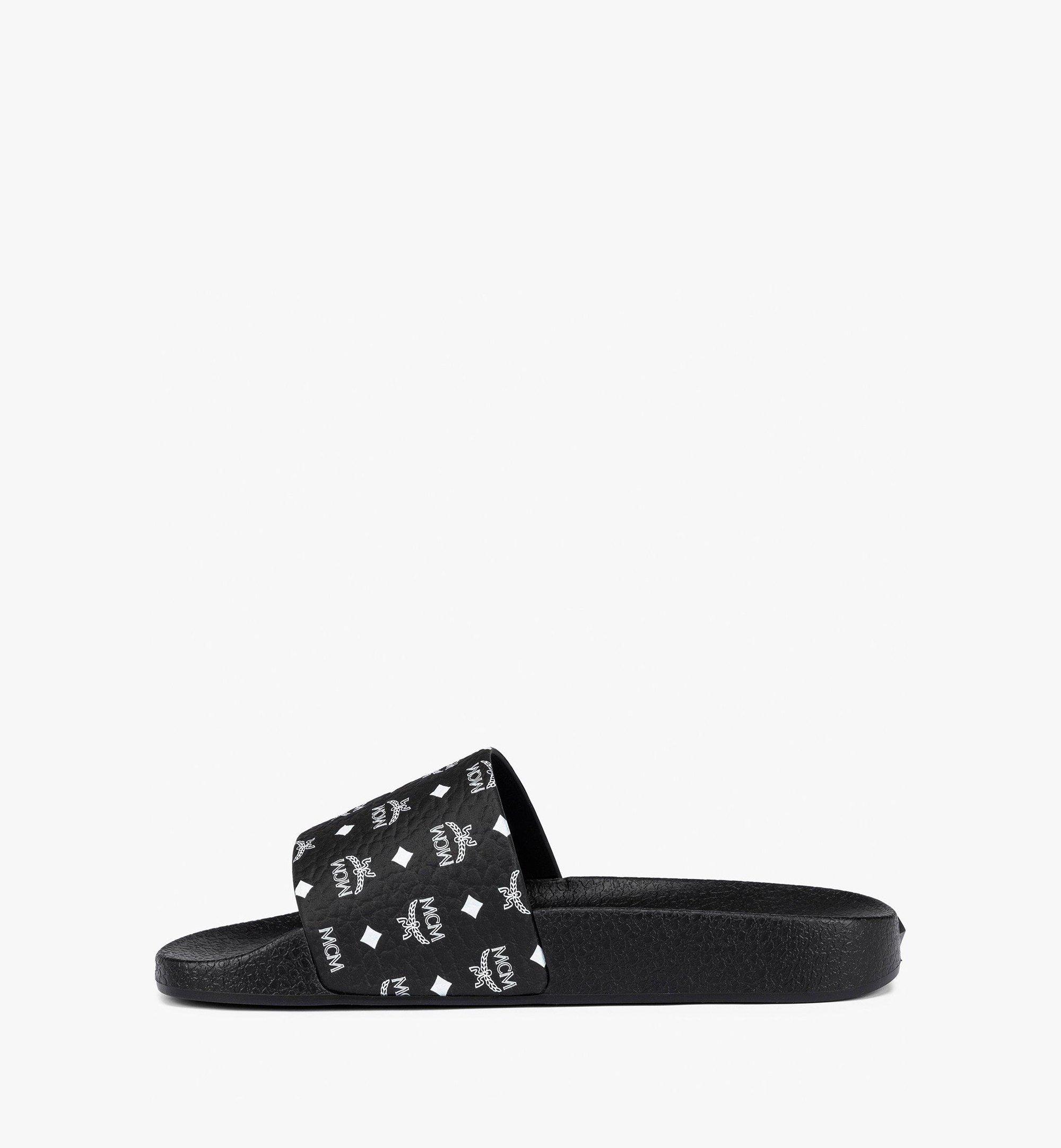 MCM Monogram Print Rubber Slides Black MESCAMM11BK035 Alternate View 3