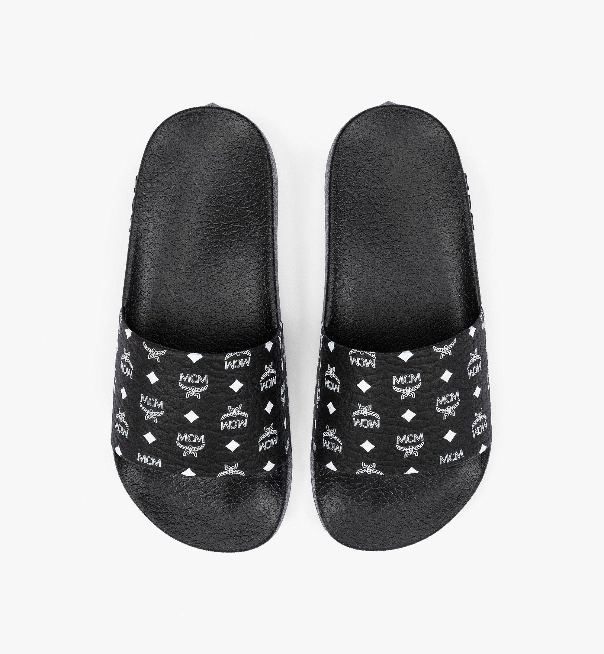 MCM Monogram Print Rubber Slides Black MESCAMM11BK035 Alternate View 4
