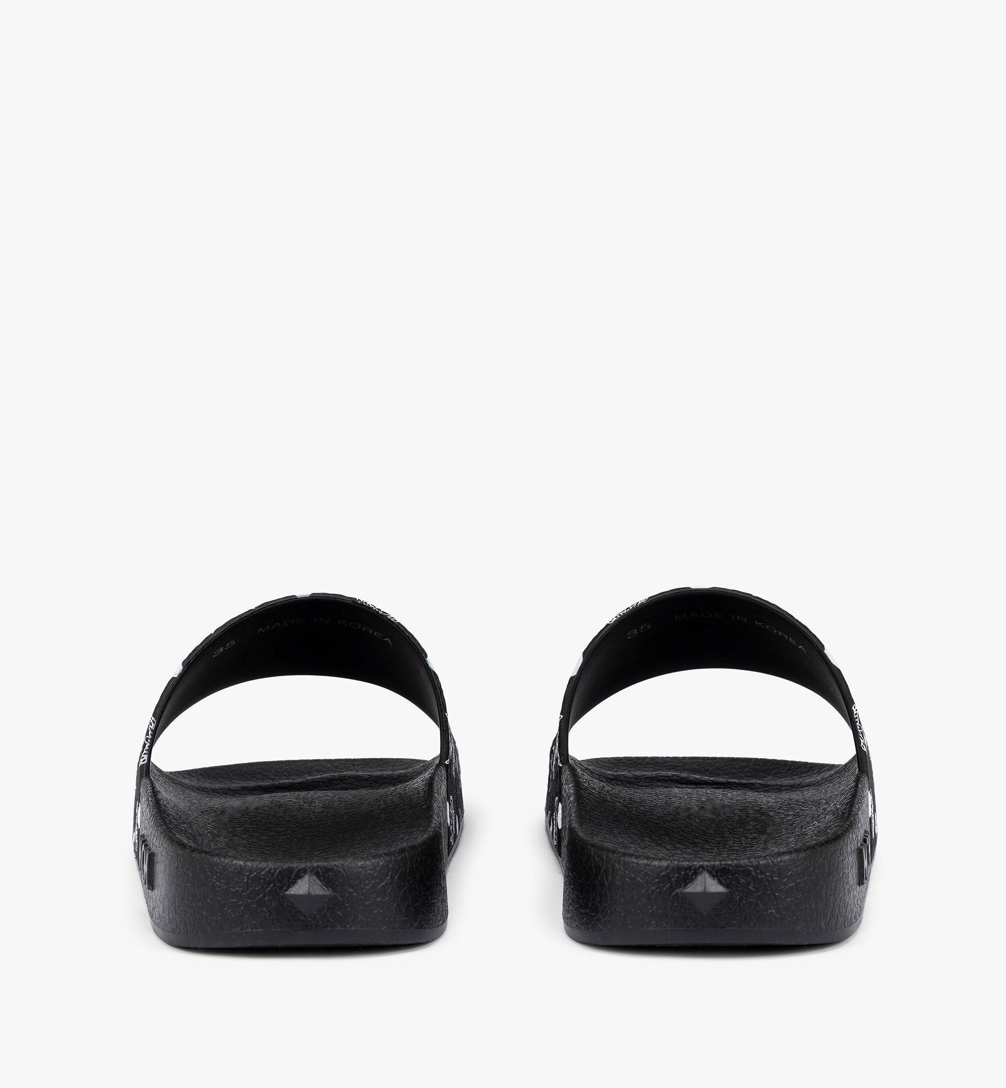 36 IT / W Monogram Print Rubber Slides Black | MCM ®US