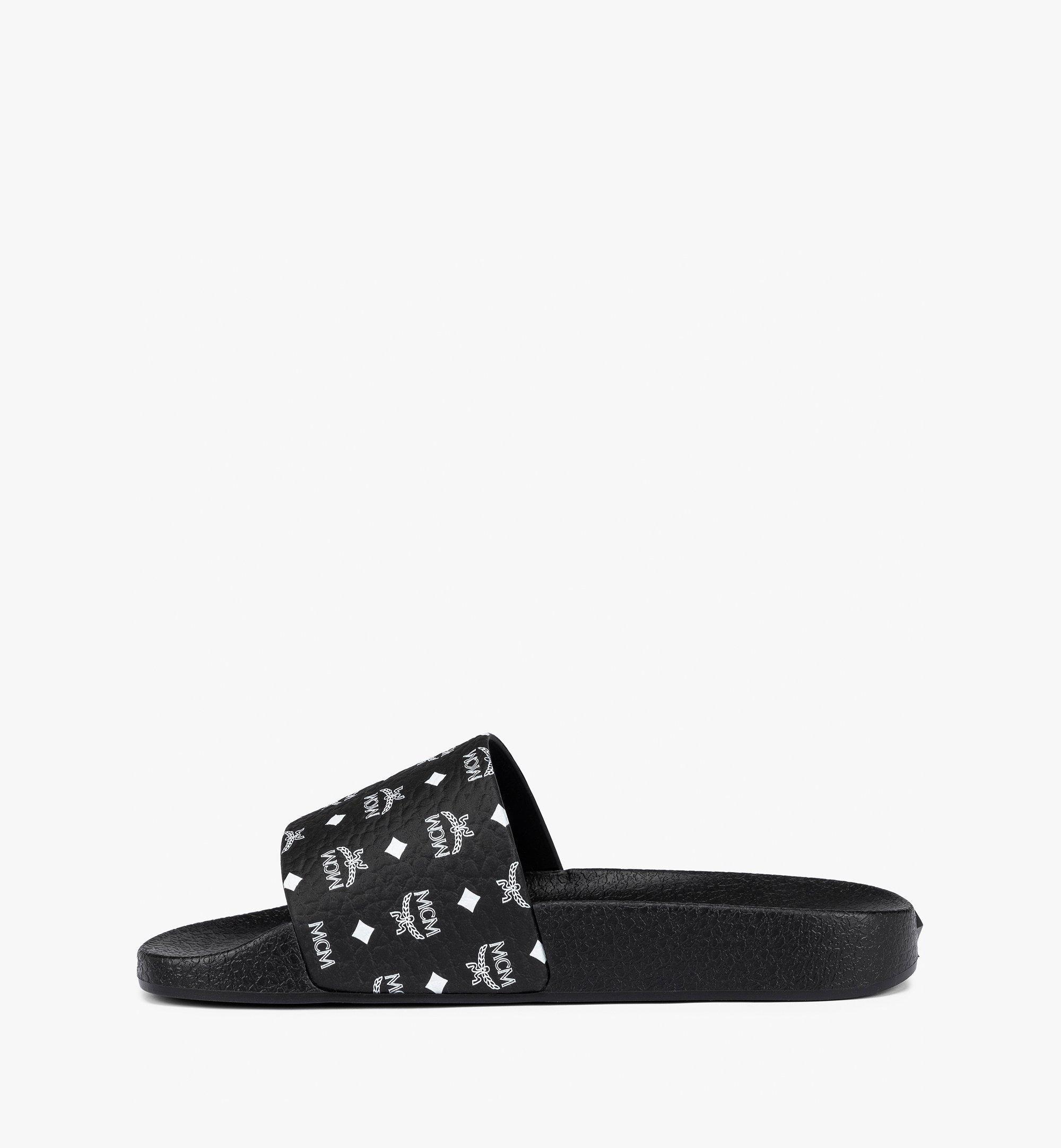 MCM Monogram Print Rubber Slides Black MESCAMM11BK038 Alternate View 3