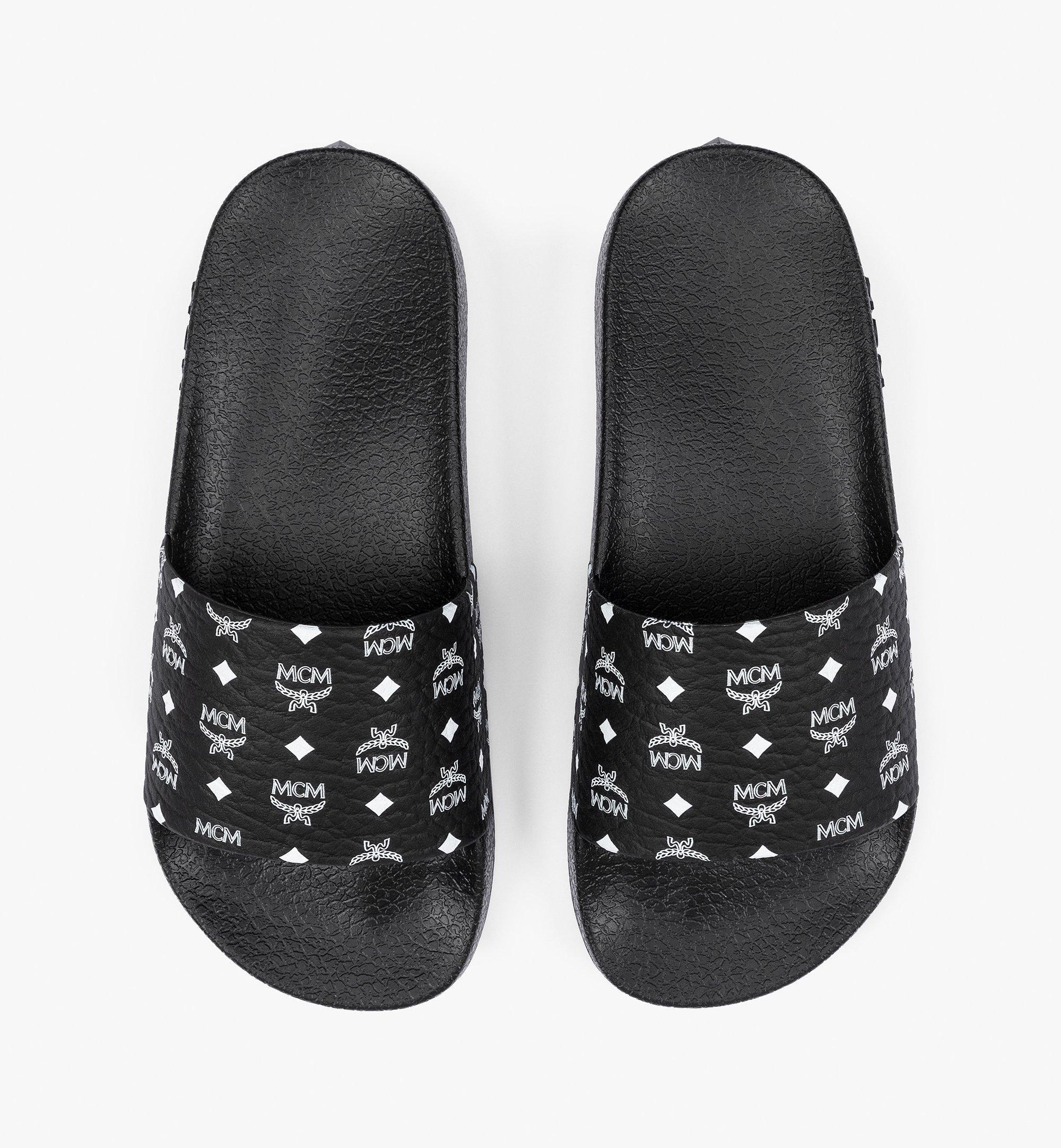 MCM Monogram Print Rubber Slides Black MESCAMM11BK038 Alternate View 4