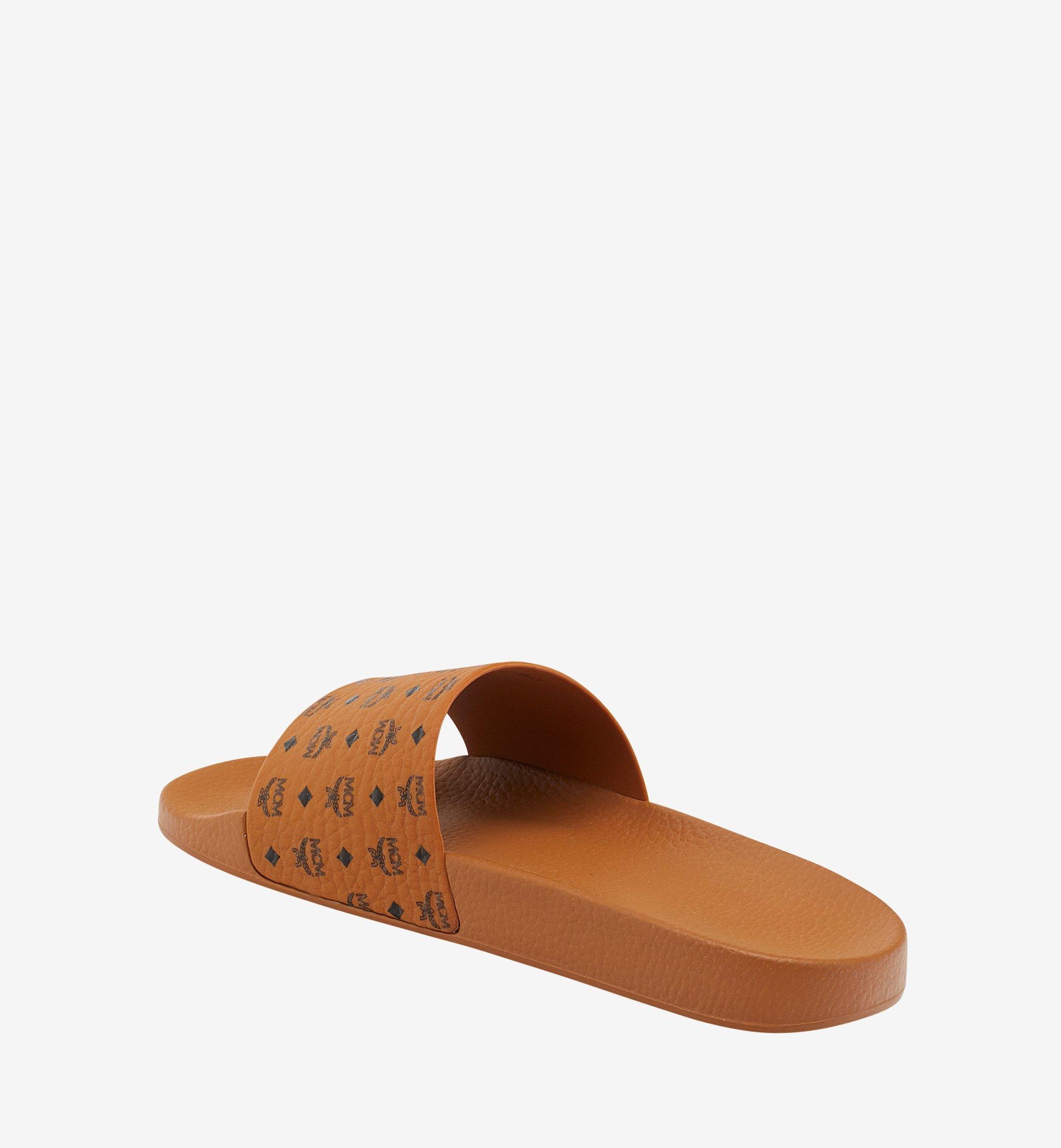 MCM Monogram Print Rubber Slides Cognac MESCAMM11CO037 Alternate View 2