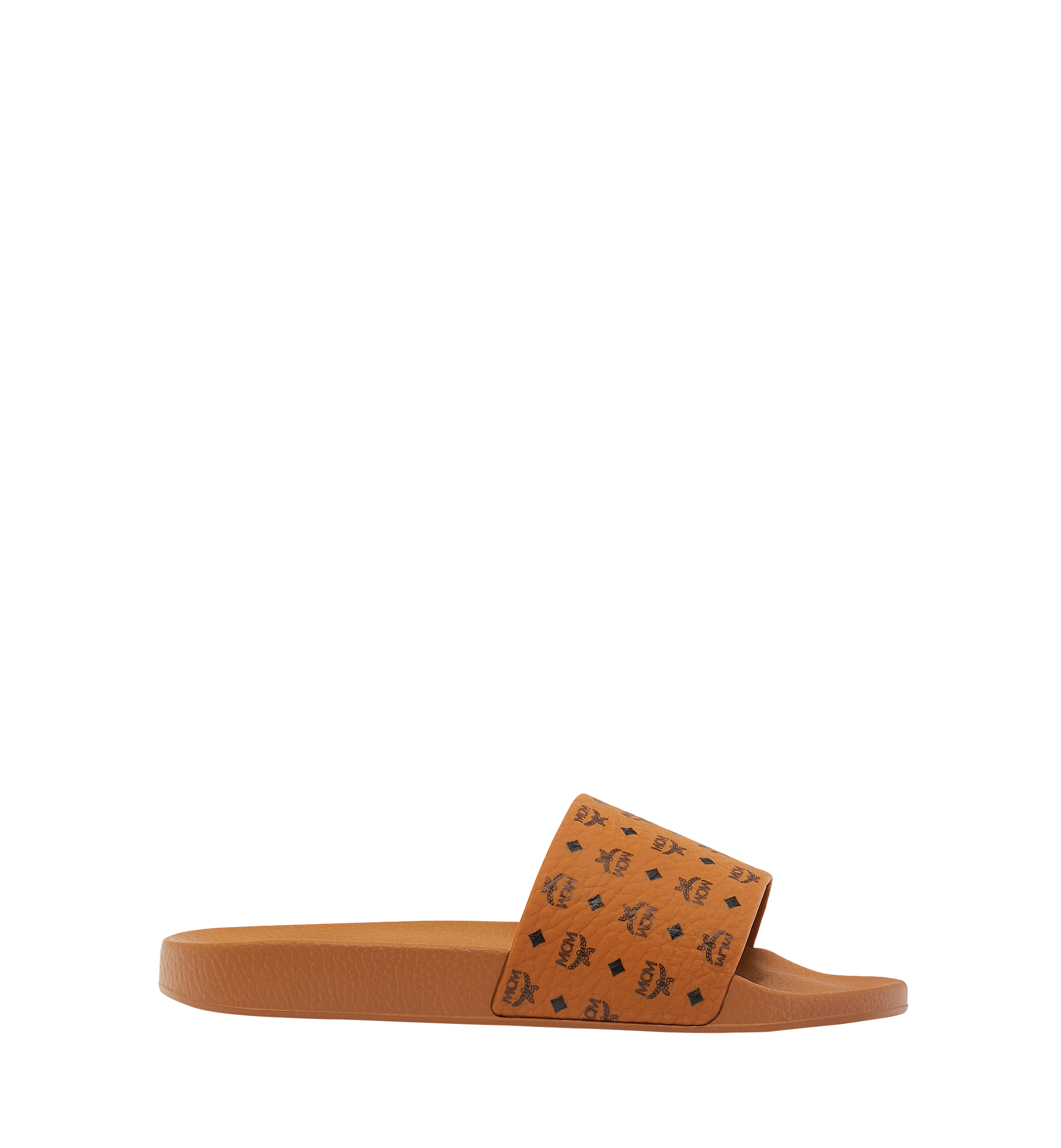 MCM Monogram Print Rubber Slides Cognac MESCAMM11CO039 Alternate View 1
