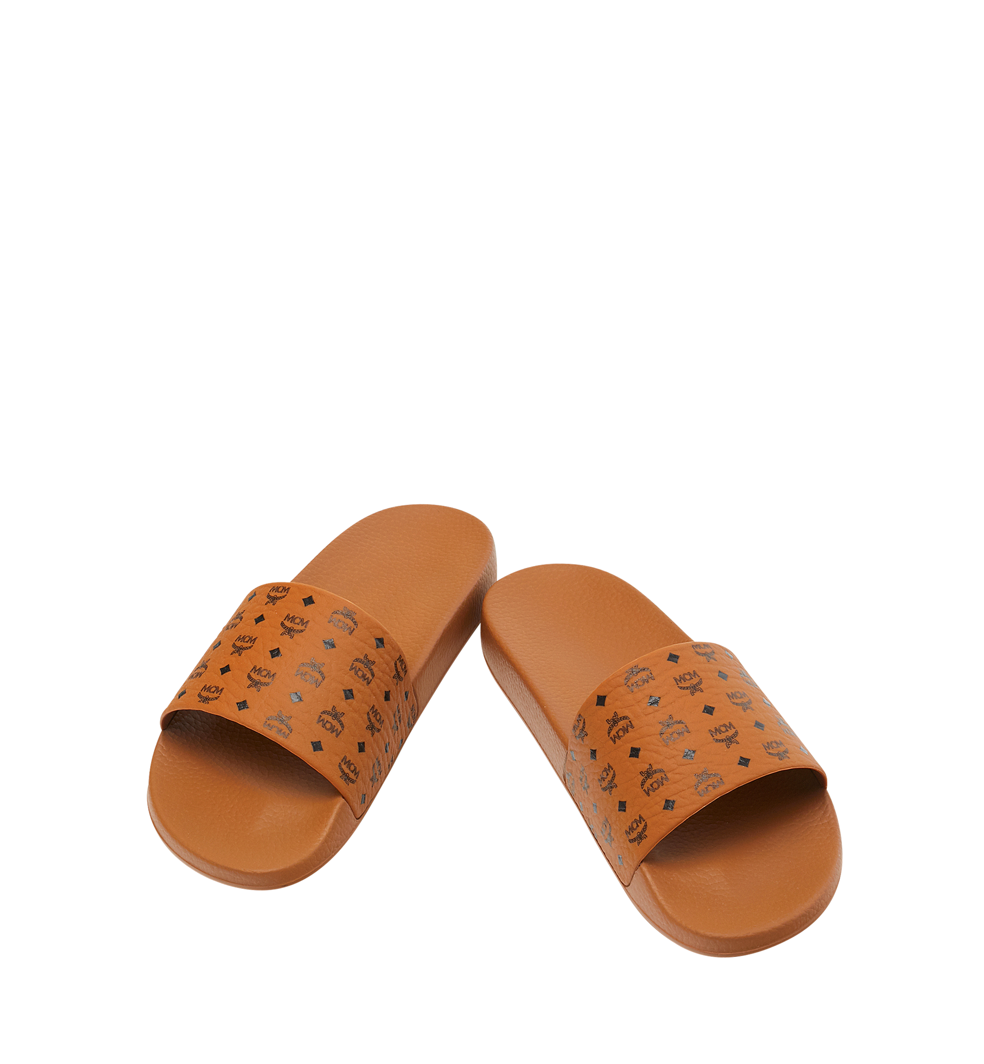 MCM Monogram Print Rubber Slides Cognac MESCAMM11CO039 Alternate View 3