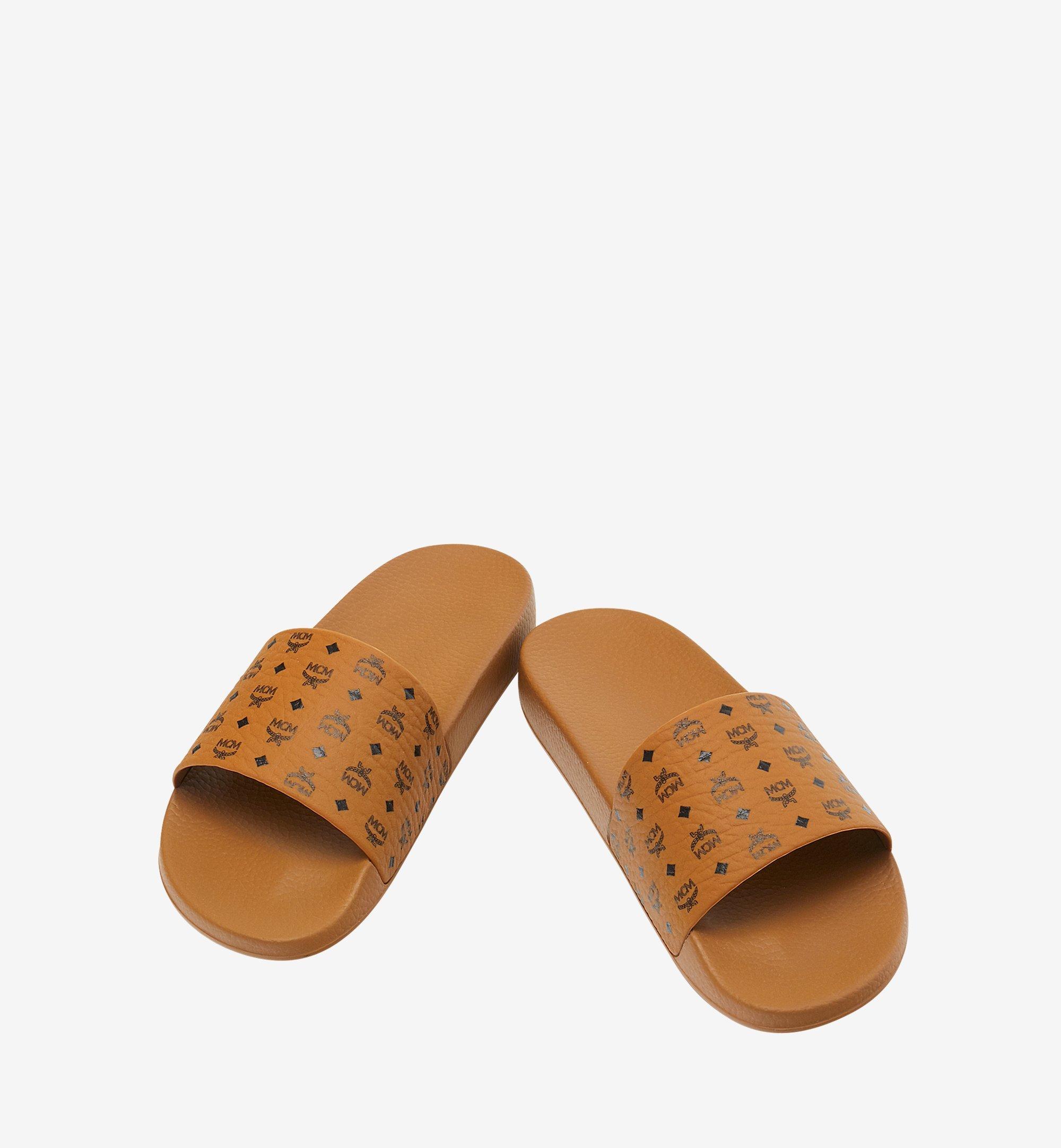 MCM Monogram Print Rubber Slides Cognac MESCAMM11CO041 Alternate View 3