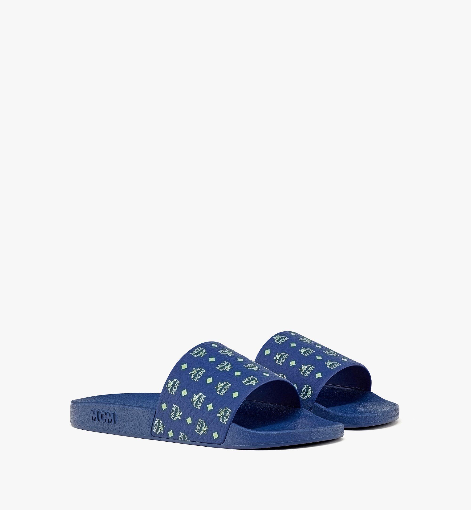 MCM MONOGRAM PRINT RUBBER SLIDES