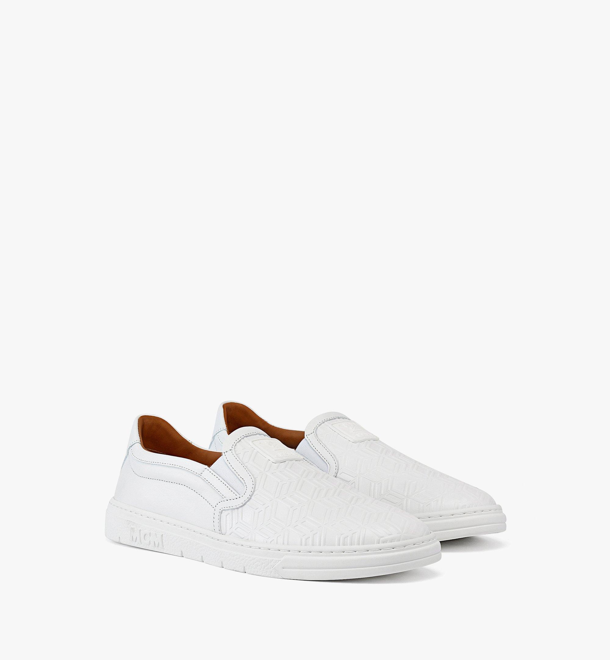 Women’s Slip-on Sneakers in Cubic Logo Leather