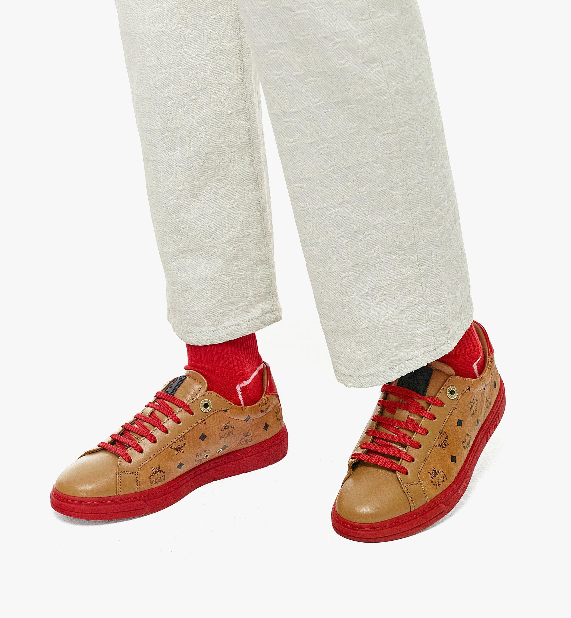 MCM Color Block Terrain Lo Sneakers in Visetos Red MESCSMM01R0037 Alternate View 2