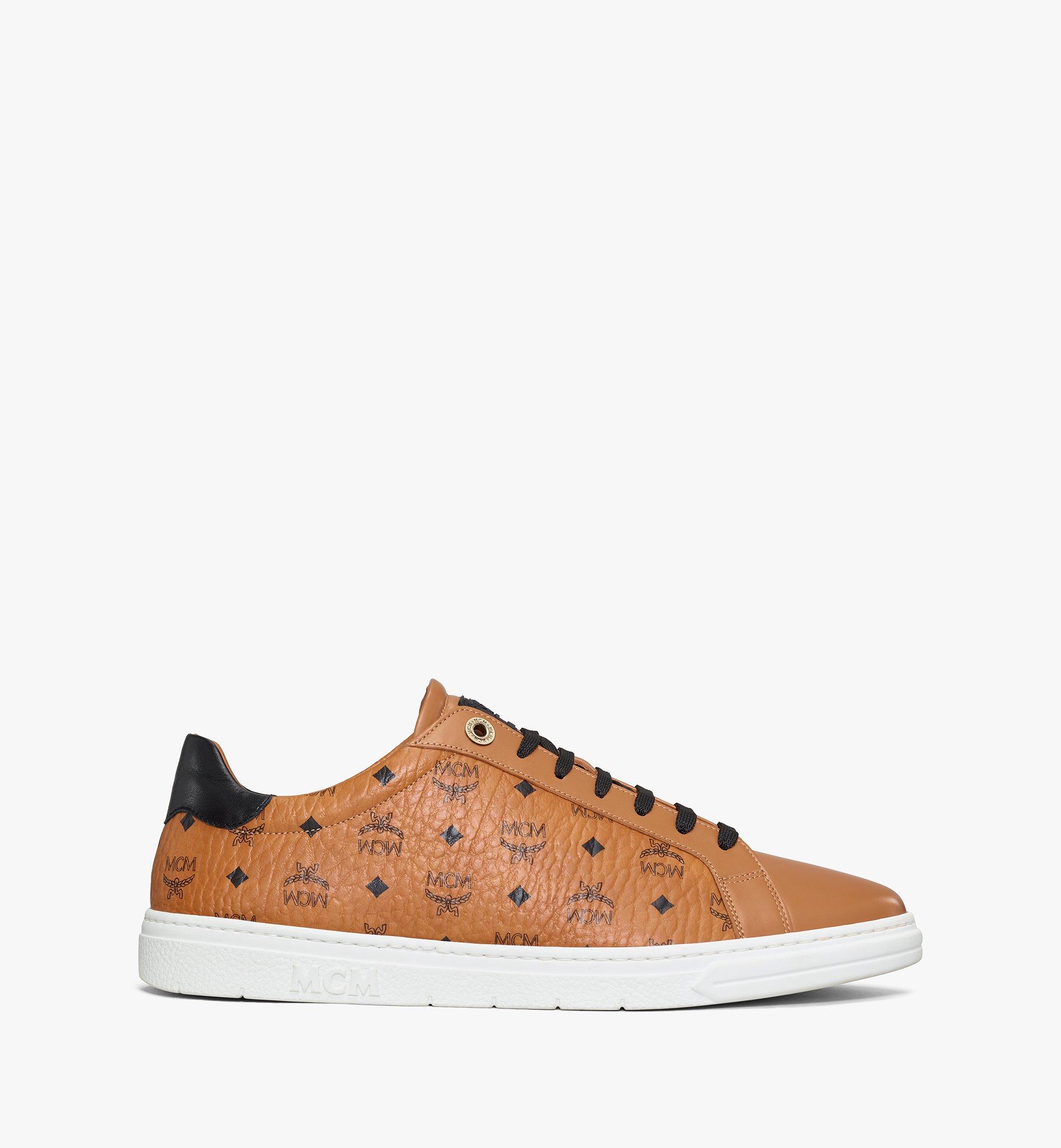 Mcm Derby Visetos Low Top Sneakers Cognac