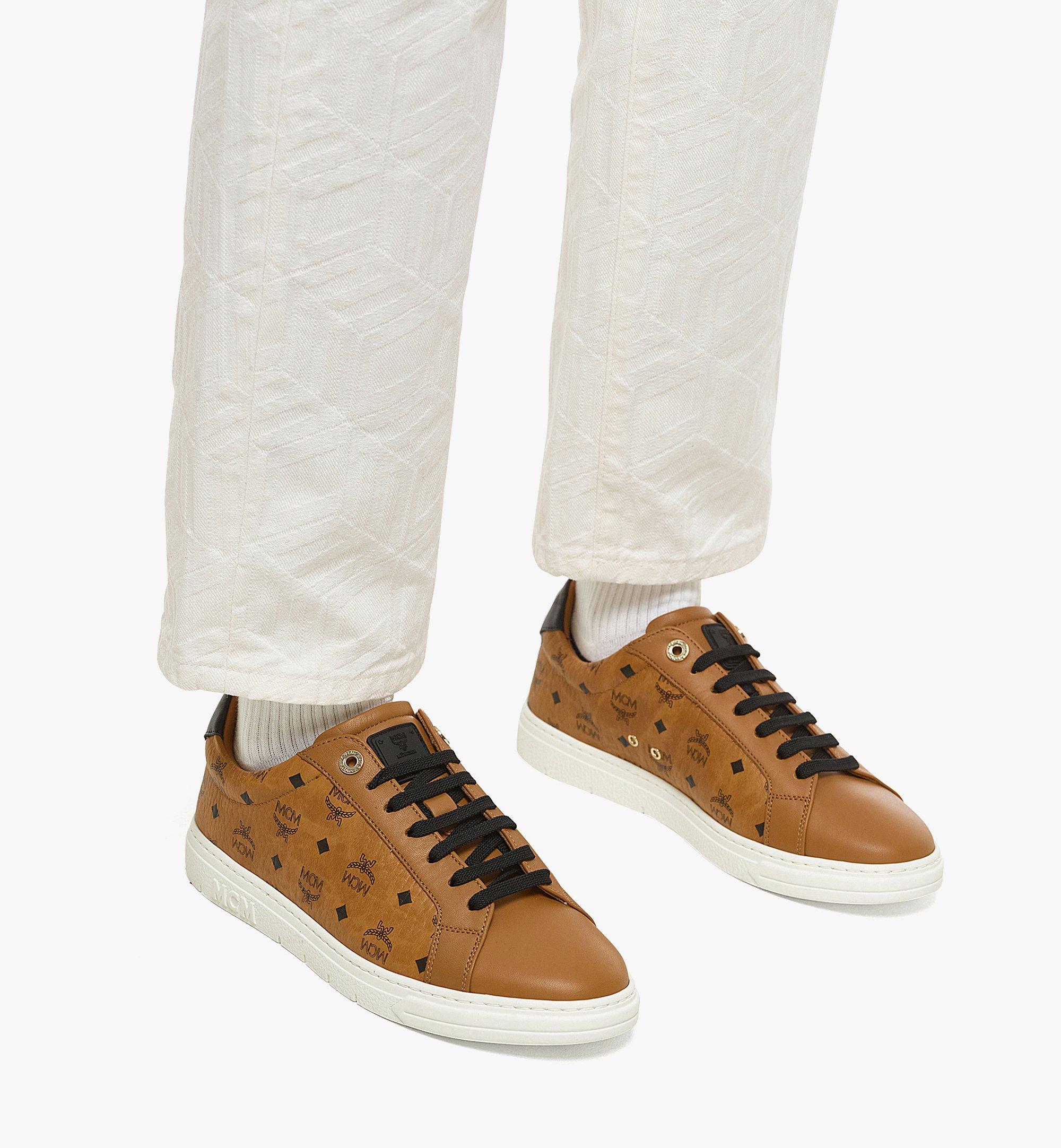 Mcm Derby Visetos Low Top Sneakers Cognac