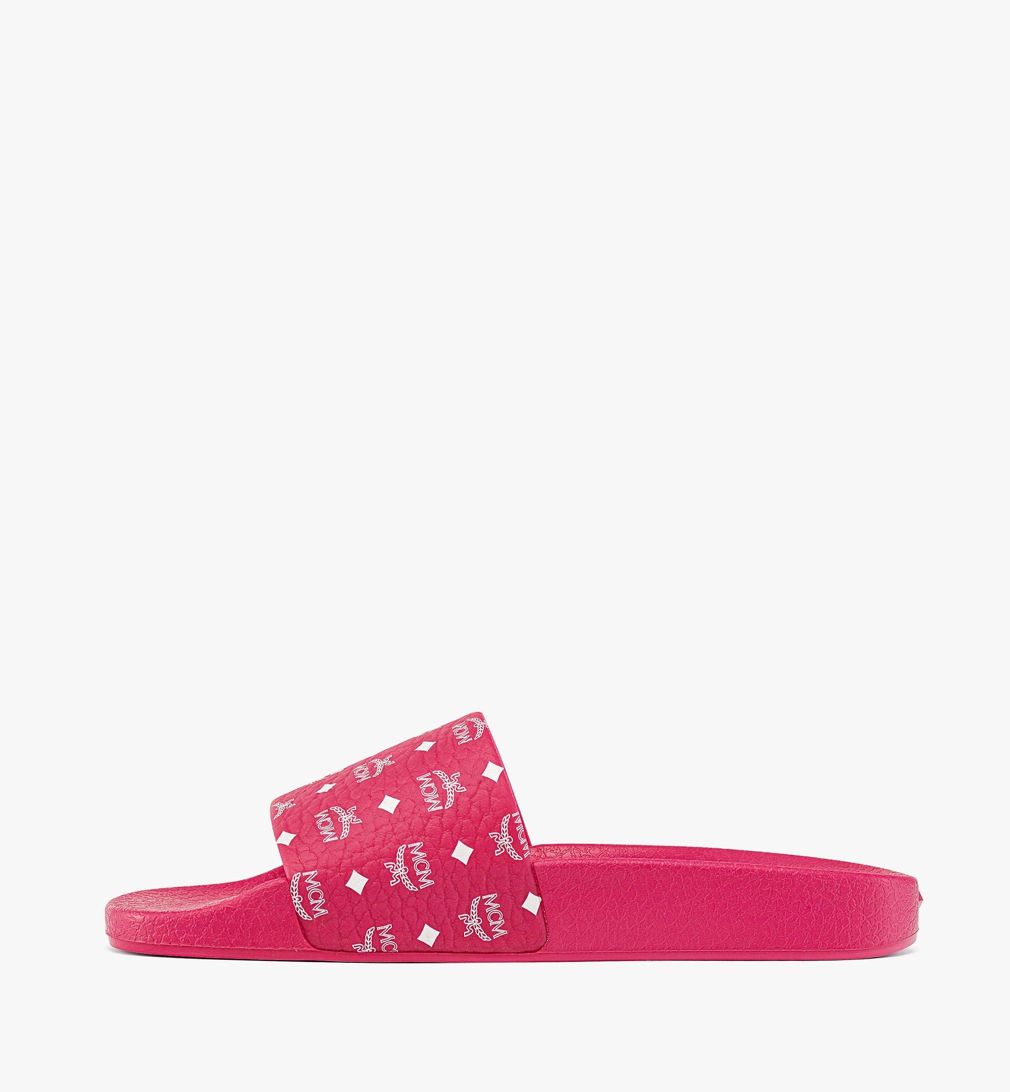 MCM Women's Monogram Print Rubber Slides Pink MESCSMM24QR037 Alternate View 1