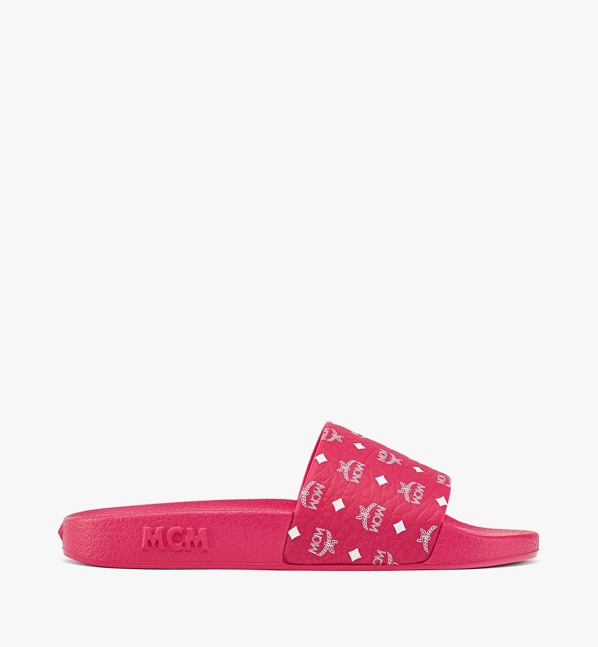 MCM Women's Monogram Print Rubber Slides Pink MESCSMM24QR037 Alternate View 3