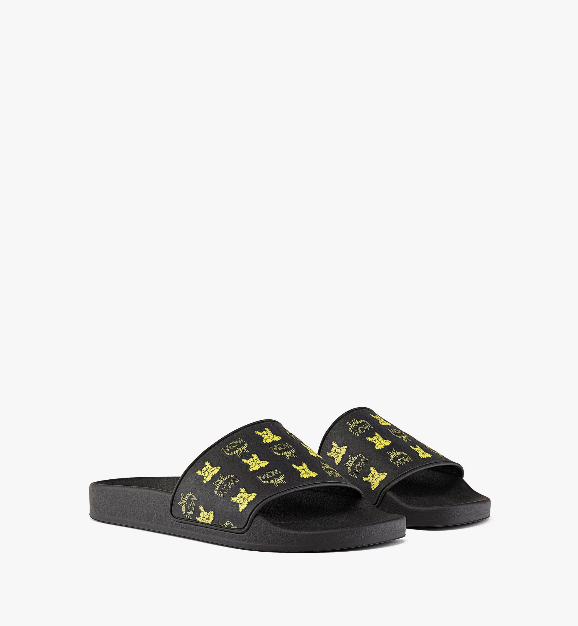 MCM Women’s M Pup Visetos Print Rubber Slides Yellow MESCSSX02Y3035 Alternate View 1