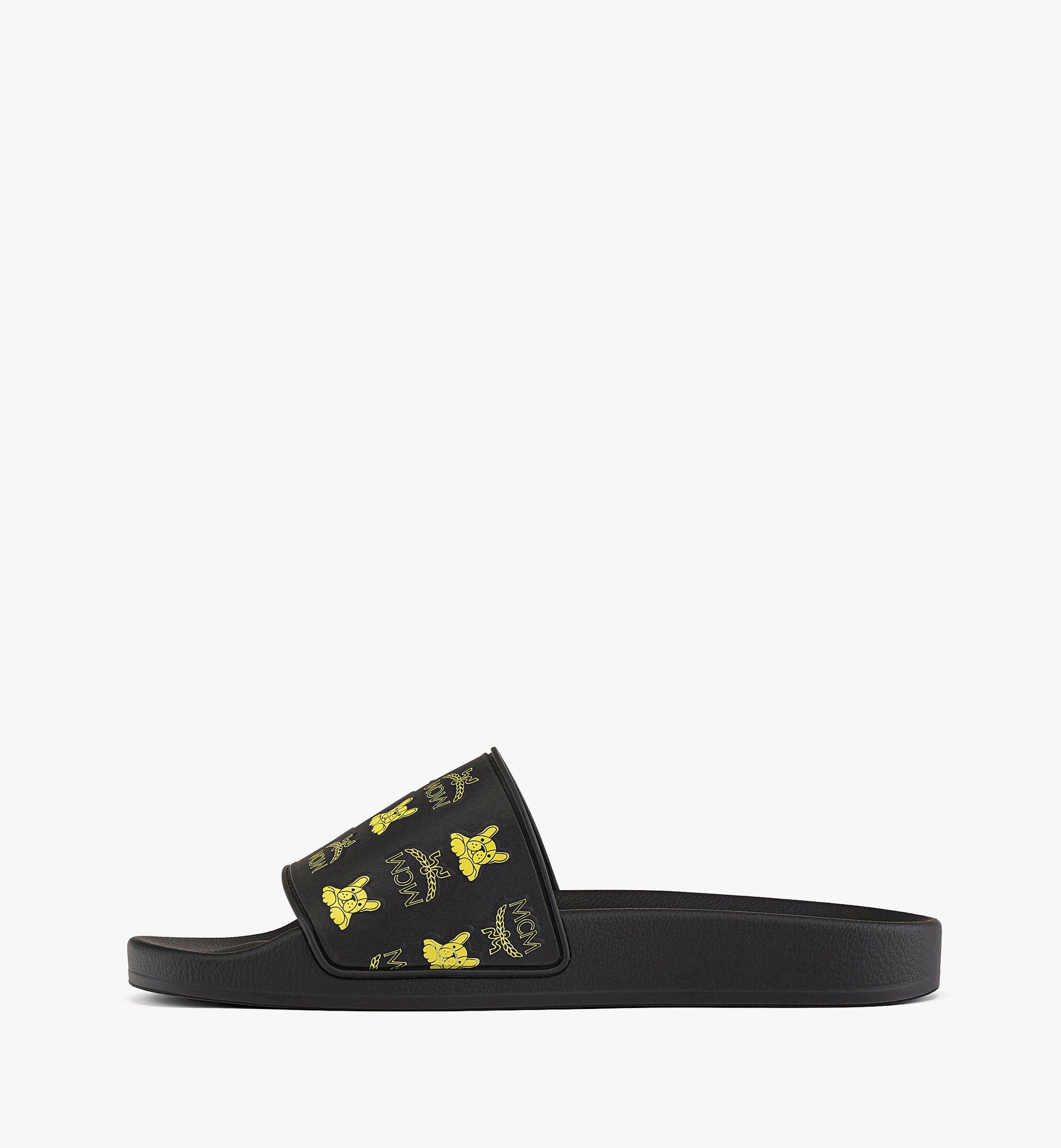 MCM Women’s M Pup Visetos Print Rubber Slides Yellow MESCSSX02Y3038 Alternate View 1