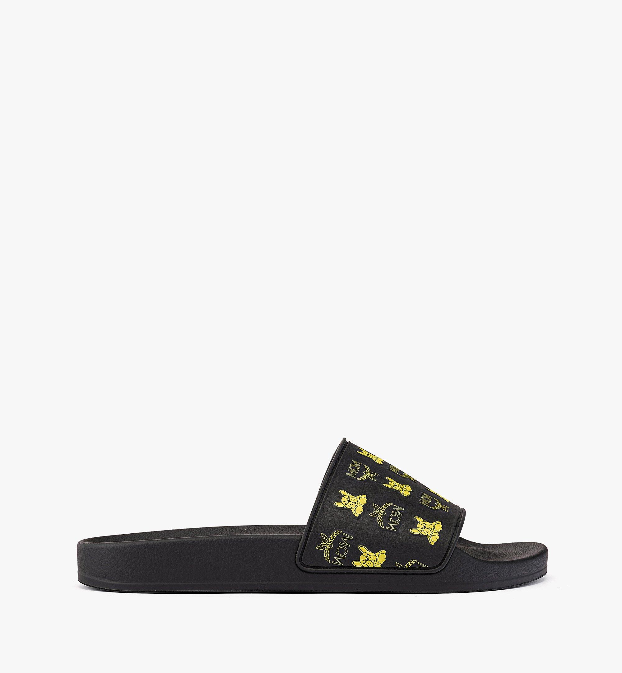 MCM Women’s M Pup Visetos Print Rubber Slides Yellow MESCSSX02Y3038 Alternate View 3