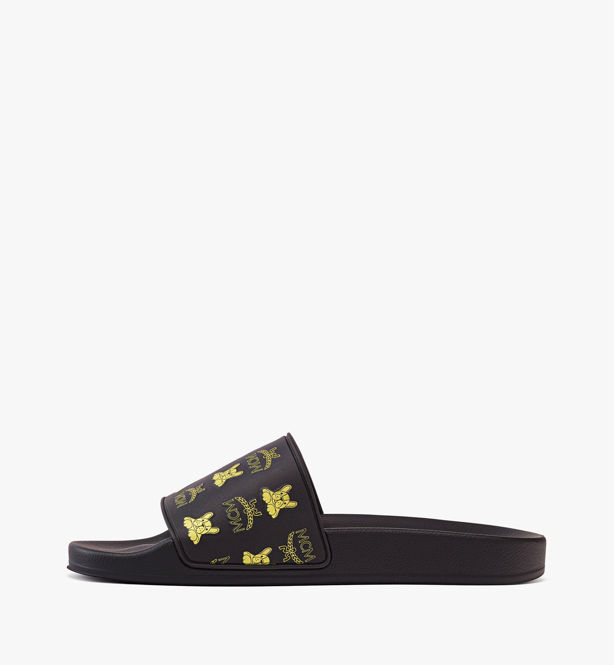 MCM Women’s M Pup Visetos Print Rubber Slides Yellow MESCSSX02Y3039 Alternate View 1