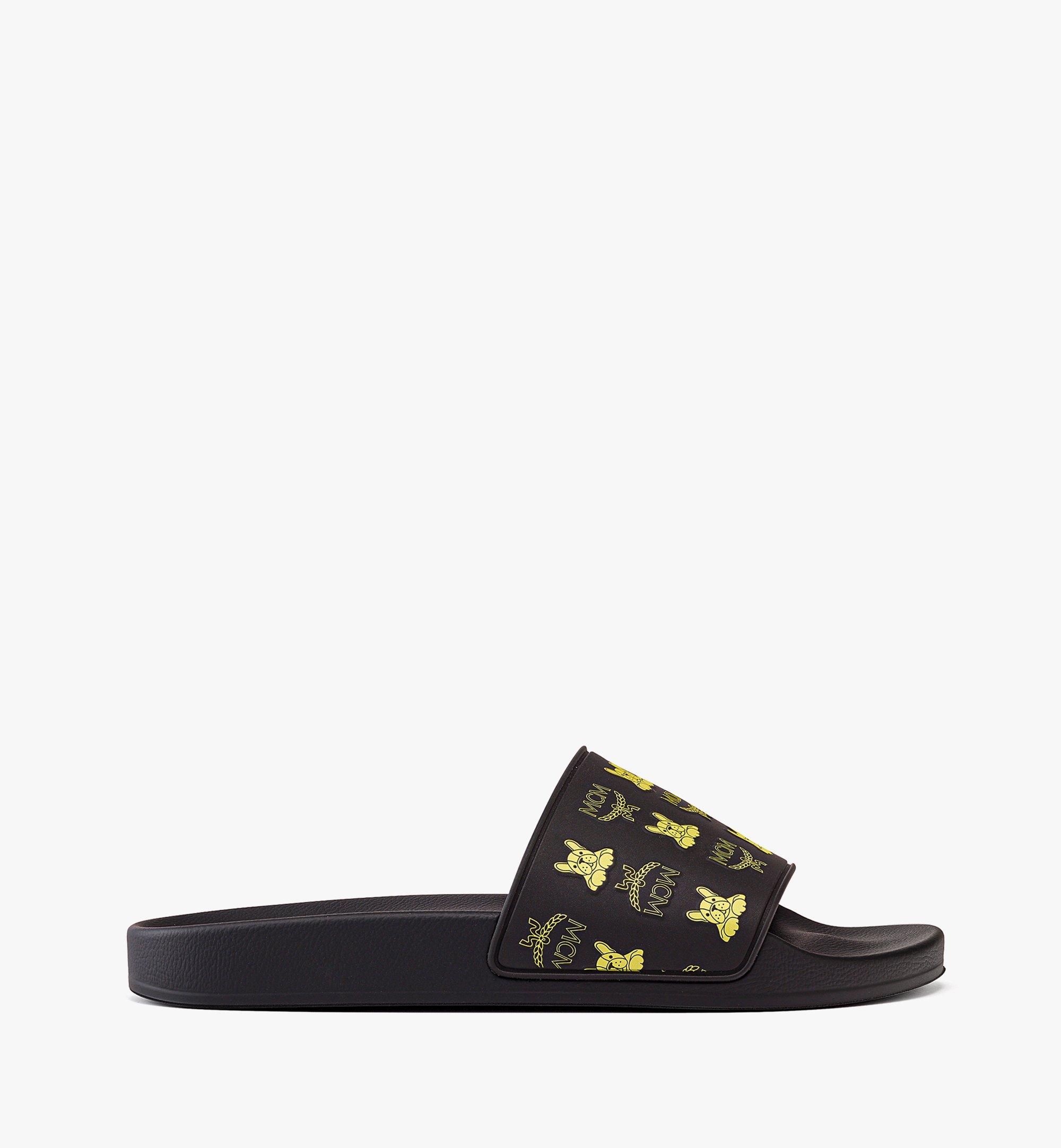 MCM Women’s M Pup Visetos Print Rubber Slides Yellow MESCSSX02Y3039 Alternate View 3