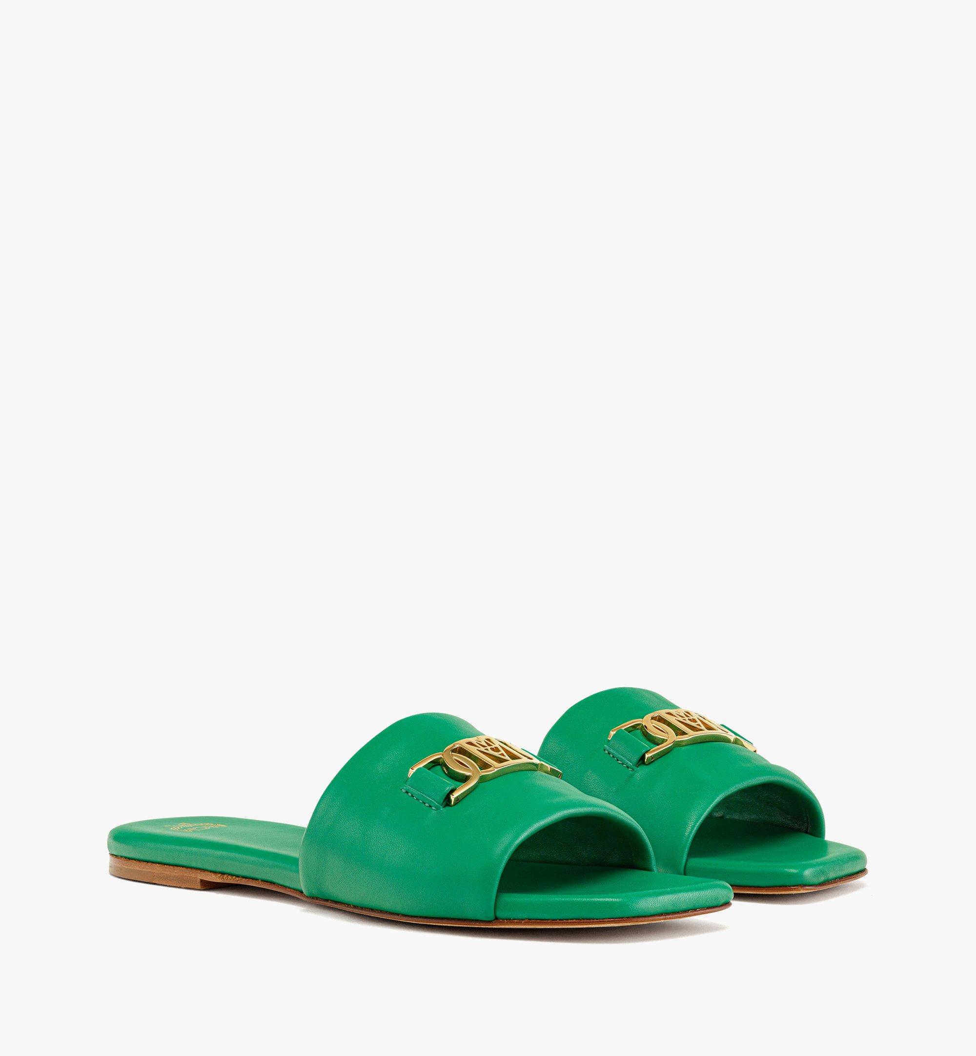 Mcm Mode Travia Sandals In Lamb Leather In Bosphorus