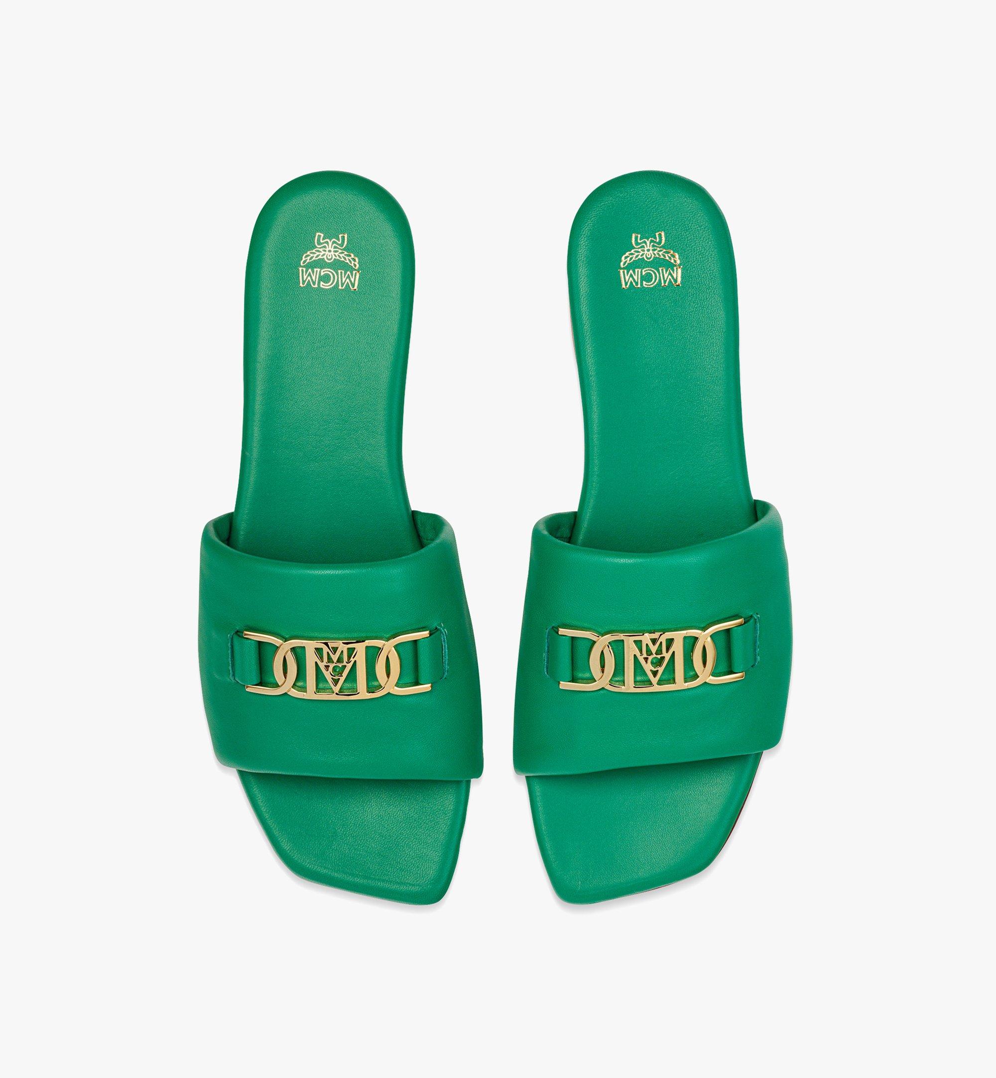 MCM Mode Travia Flat Sandals Green MESDALD05J8040 Alternate View 3