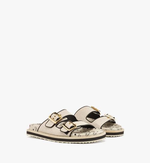 Sandals in Linen Leather Mix