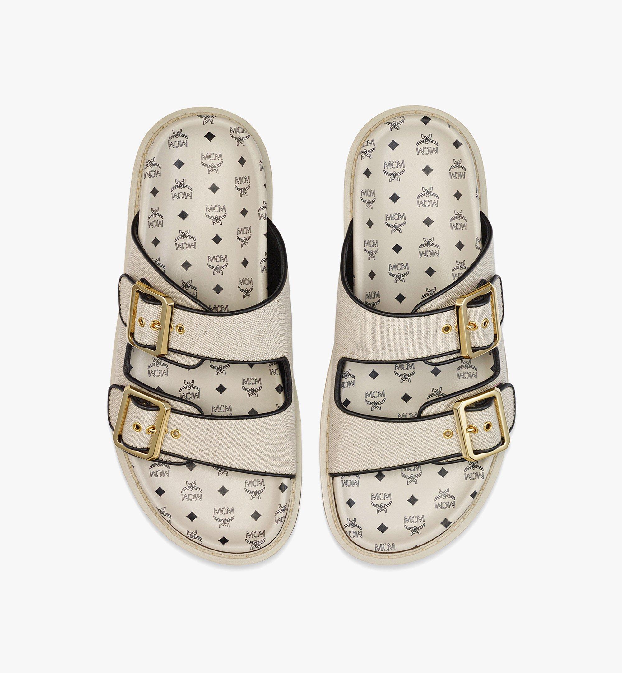 36 IT Sandals in Linen Leather Mix Beige | MCM ®US