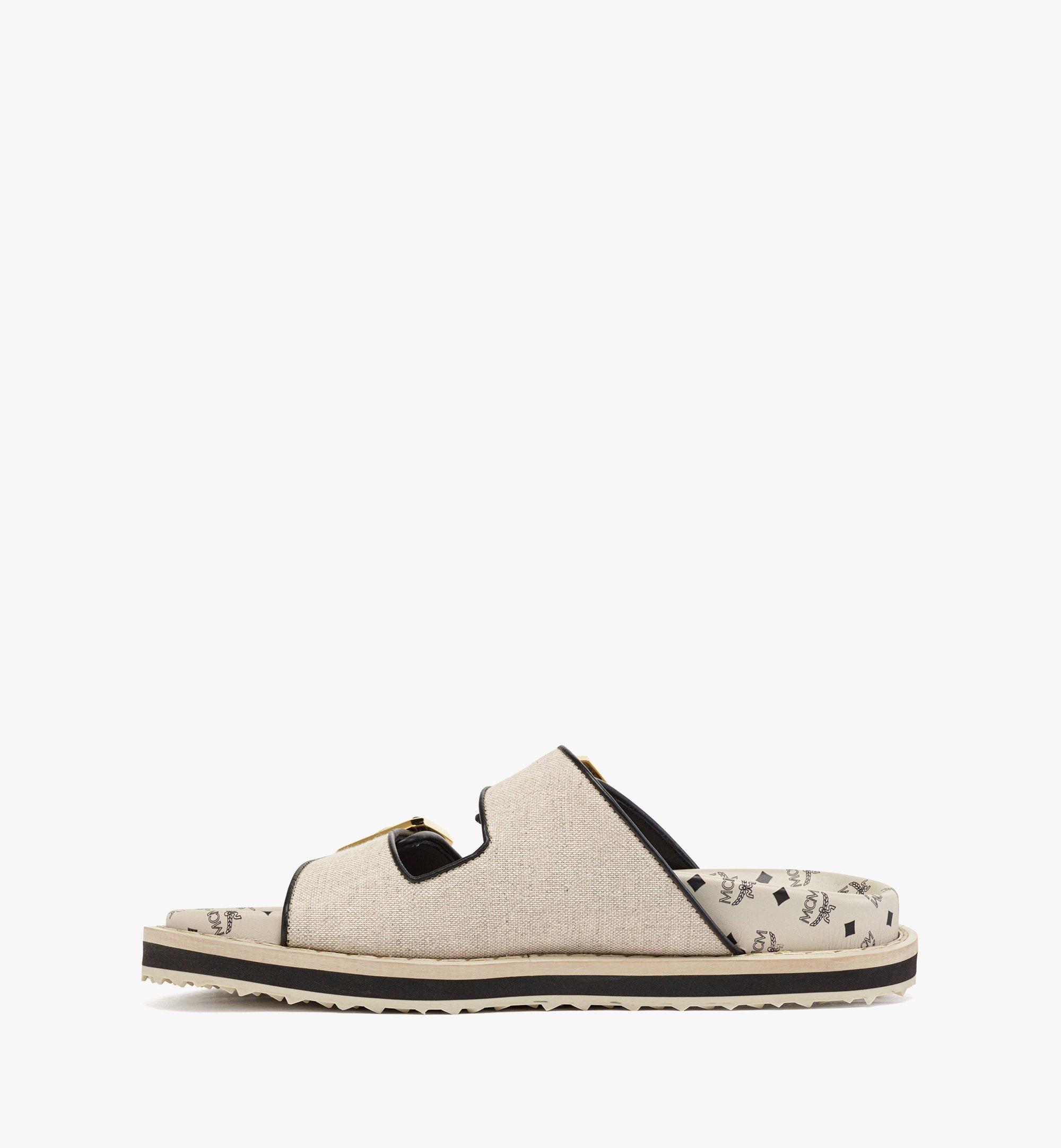 MCM Sandals in Linen Leather Mix Beige MESDAMM06IG039 ほかの角度から見る 1