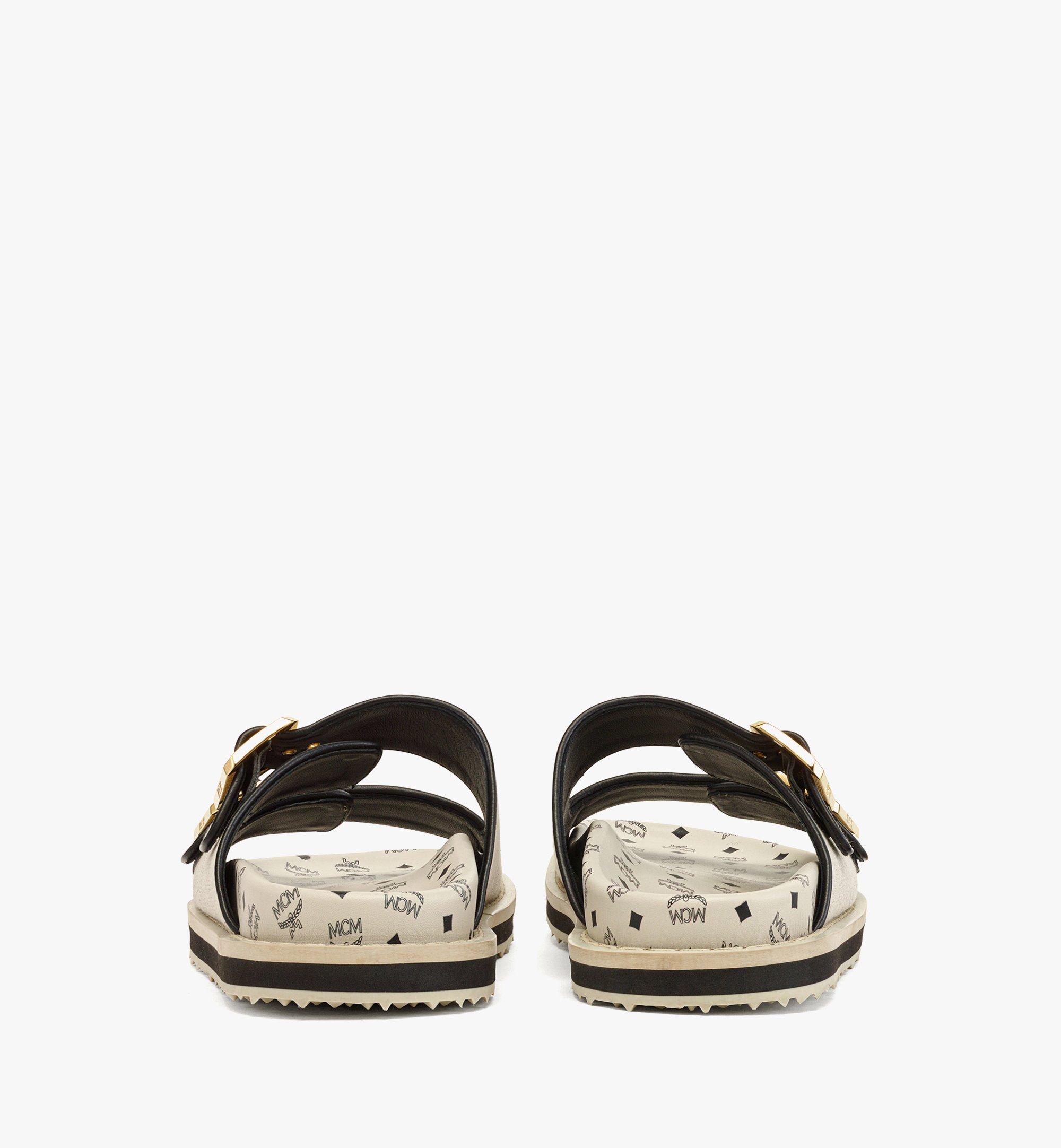 MCM Sandals in Linen Leather Mix Beige MESDAMM06IG039 ほかの角度から見る 2