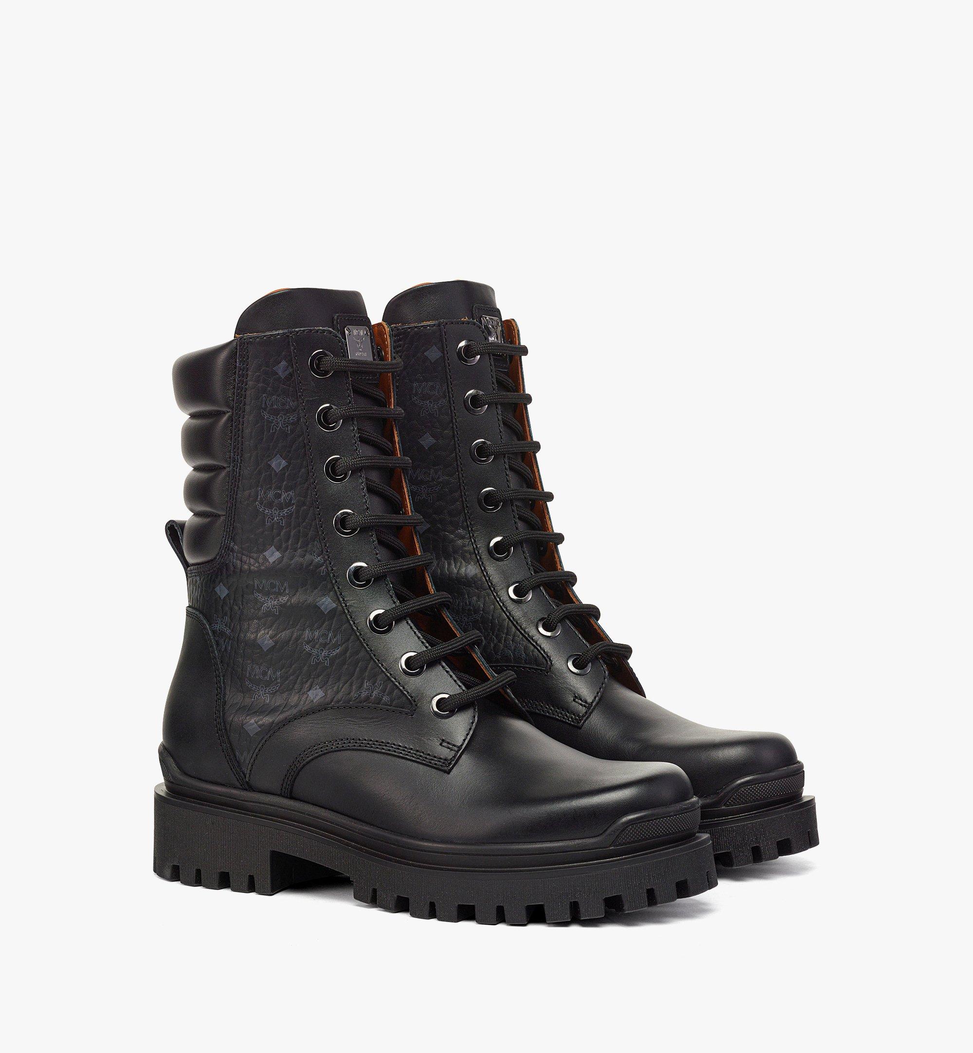 MCM Visetos Boots in Calfskin Black MESDAMM08BK038 Alternate View 1