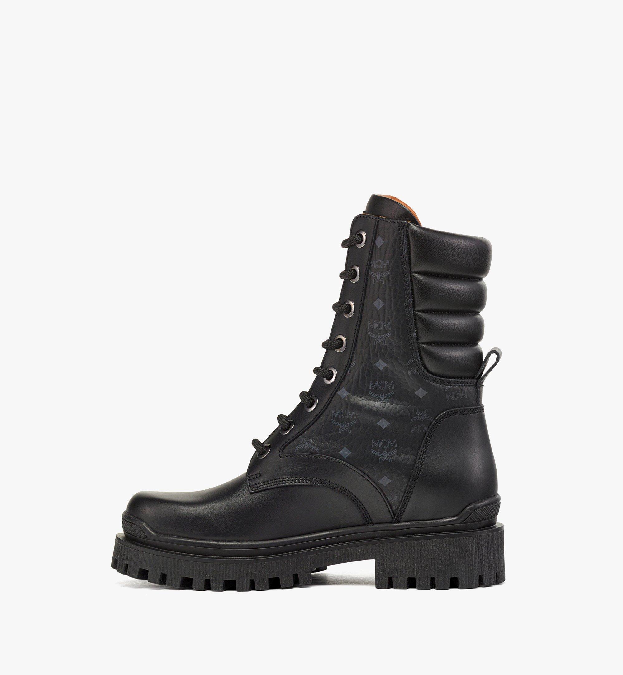MCM Visetos Boots in Calfskin Black MESDAMM08BK038 Alternate View 1