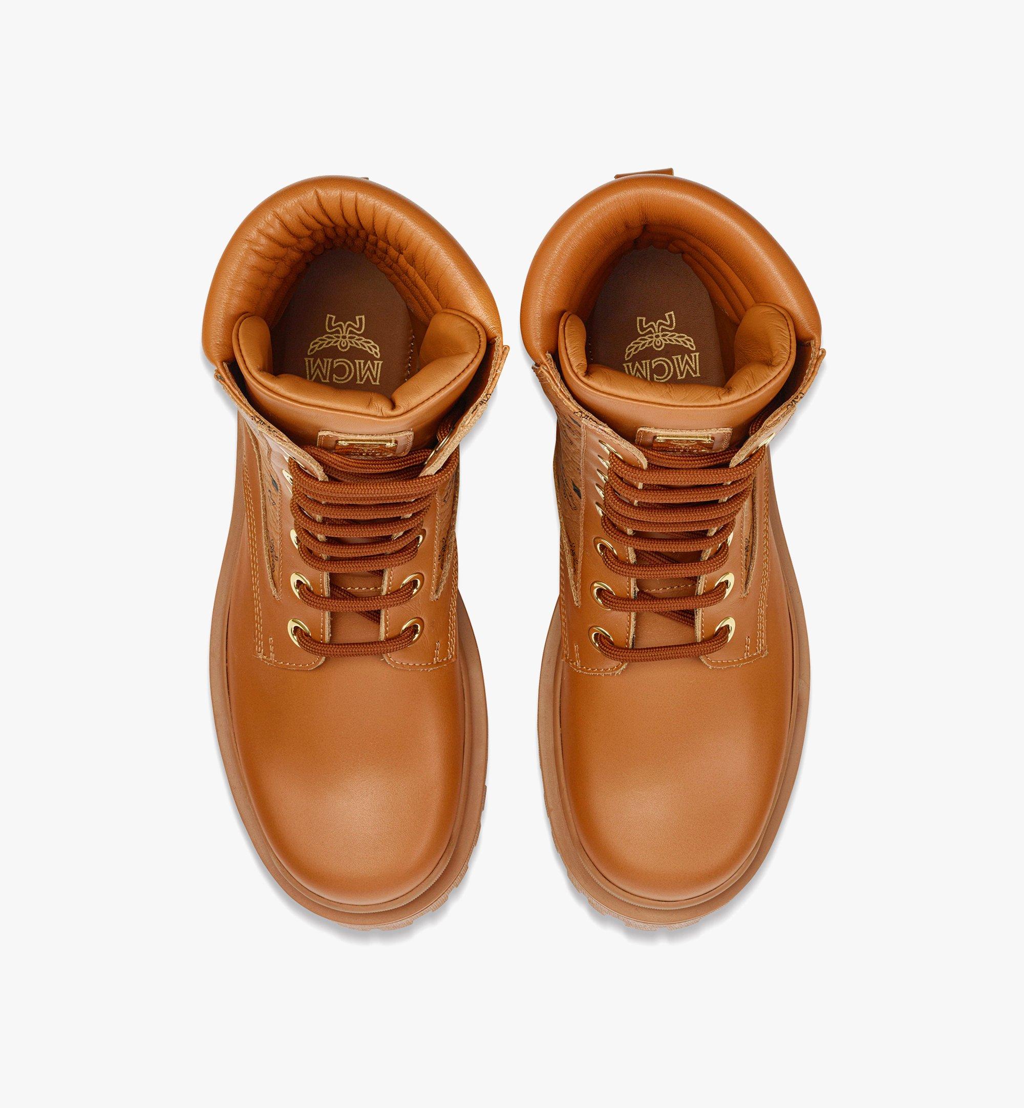 MCM Bottines en Visetos et cuir de veau Cognac MESDAMM08CO038 Plus de photos 3