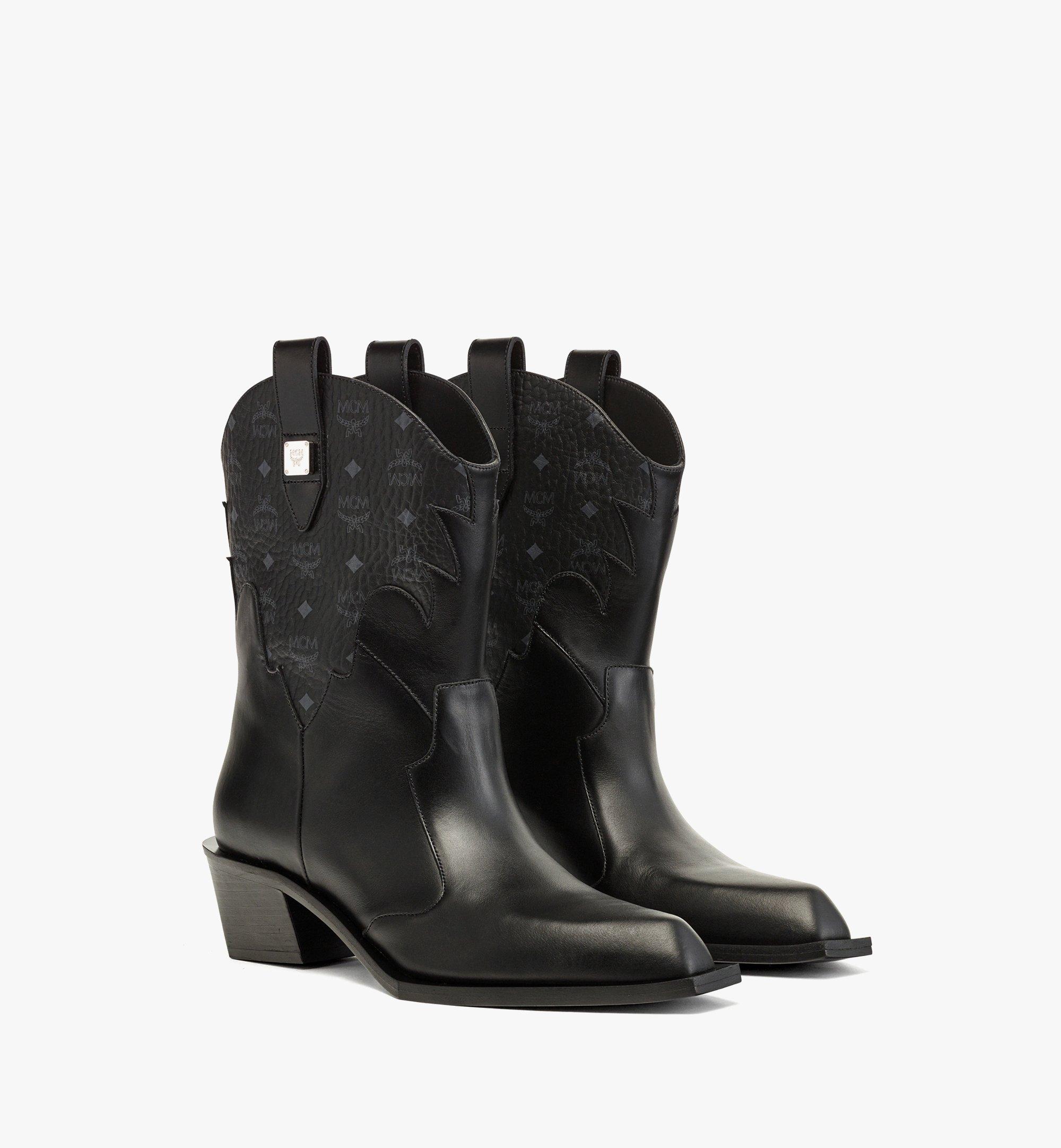 MCM Cyber Cowboy Boots in Visetos Leather Mix Black MESDAMM10BK037 ほかの角度から見る 1