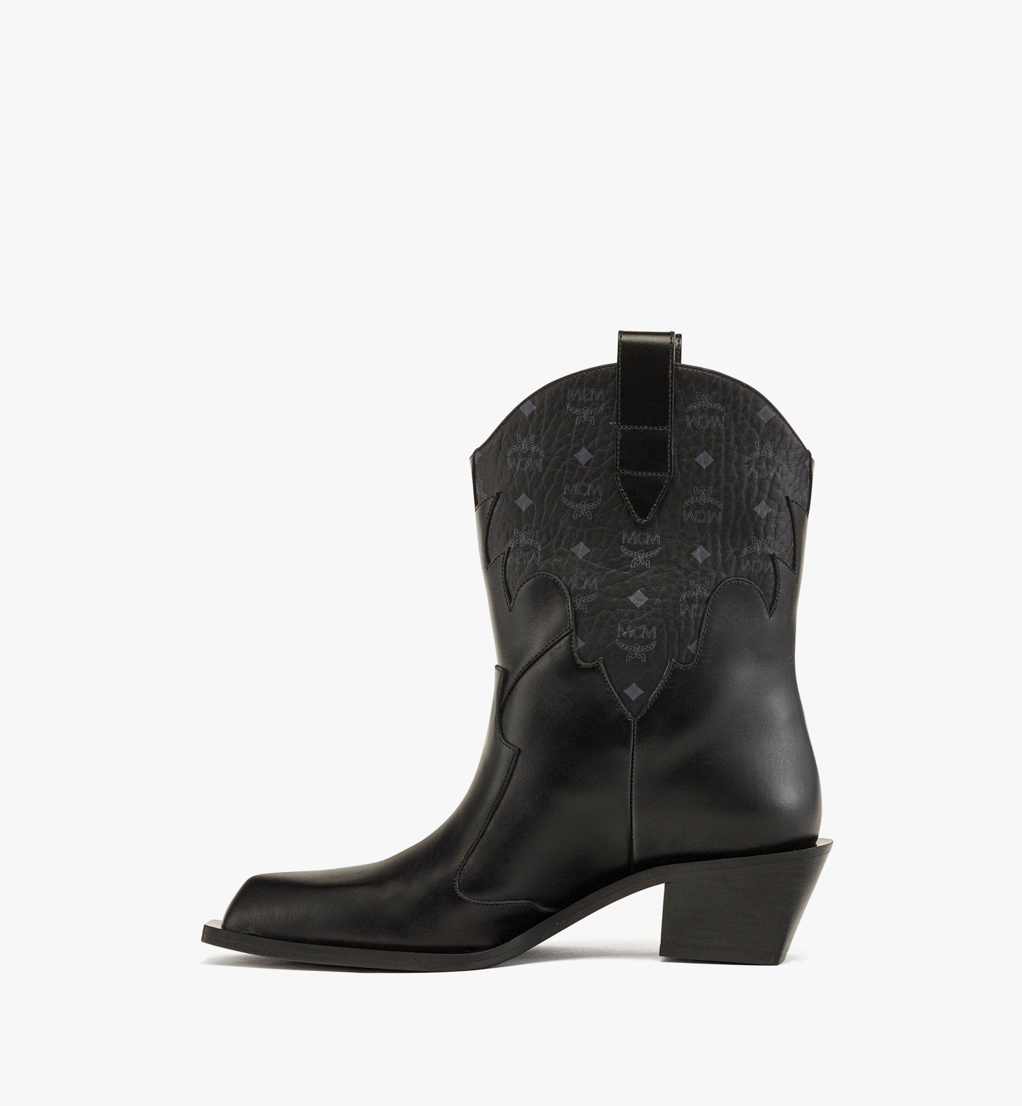 MCM Cyber Cowboy Boots in Visetos Leather Mix Black MESDAMM10BK037 ほかの角度から見る 1