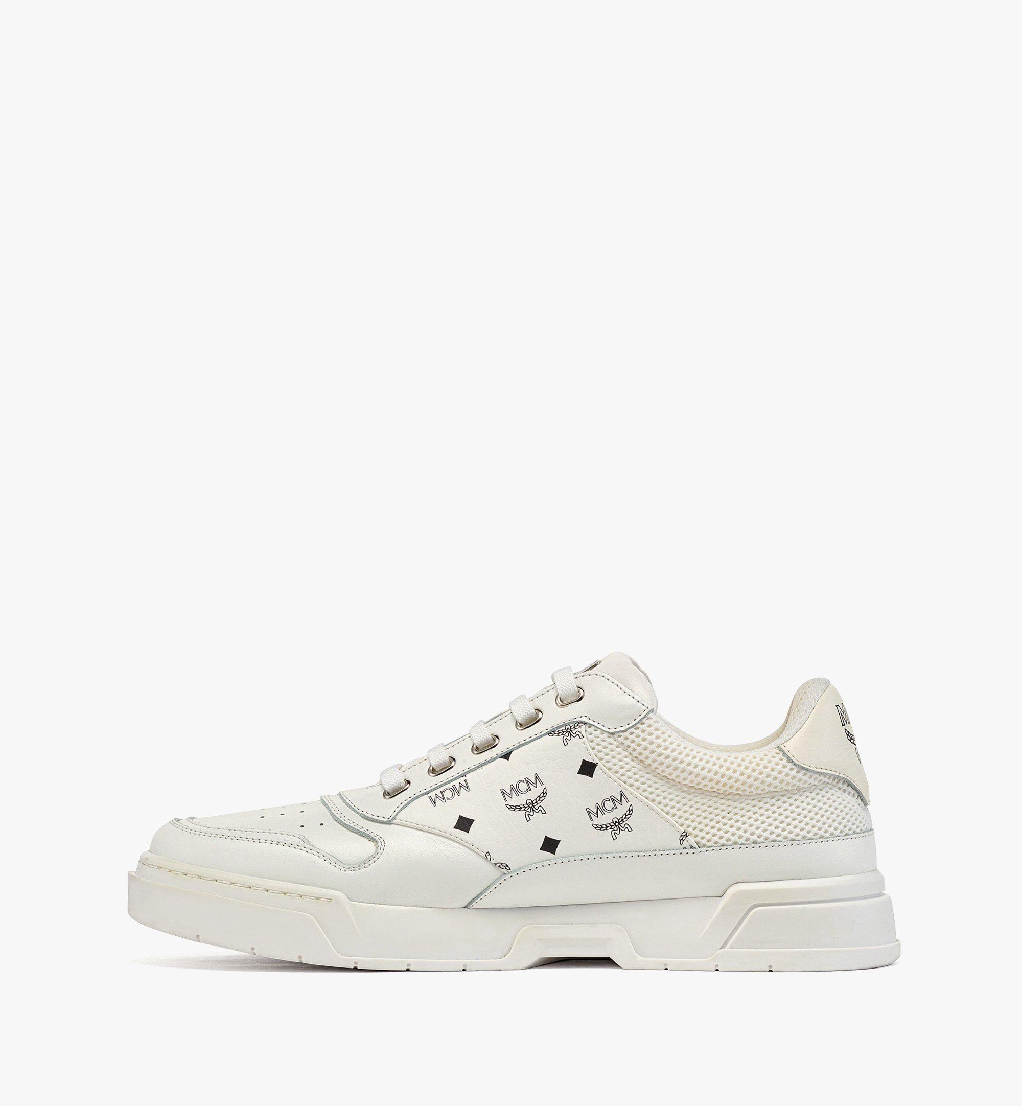 MCM Skyward Low-Top Sneakers in Visetos White MESDASW03WT037 Alternate View 1