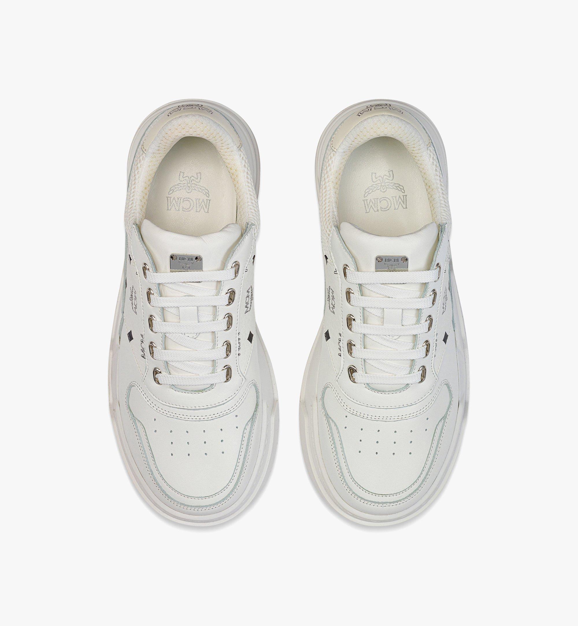 MCM Skyward Low-Top Sneakers in Visetos White MESDASW03WT037 Alternate View 3