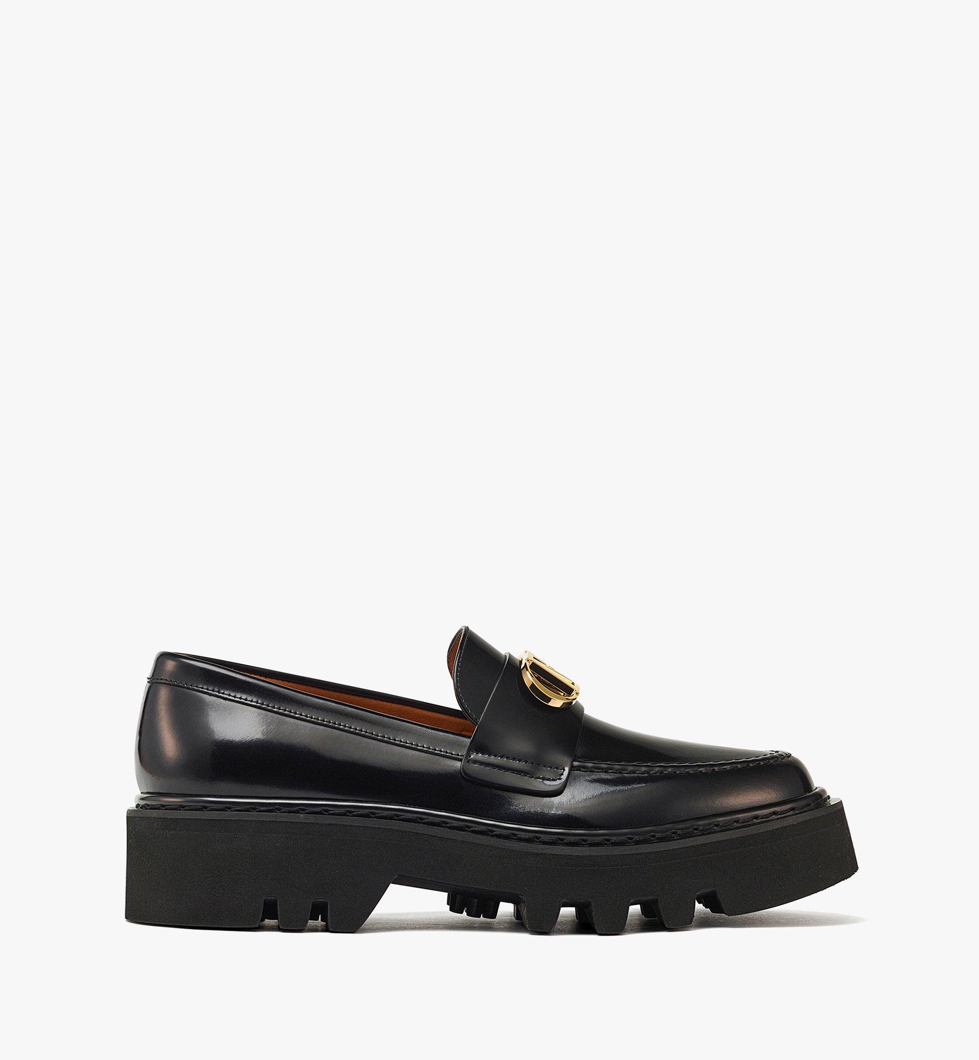 39 IT Mode Travia Loafers in Brushed Calf Leather Black | MCM ®US