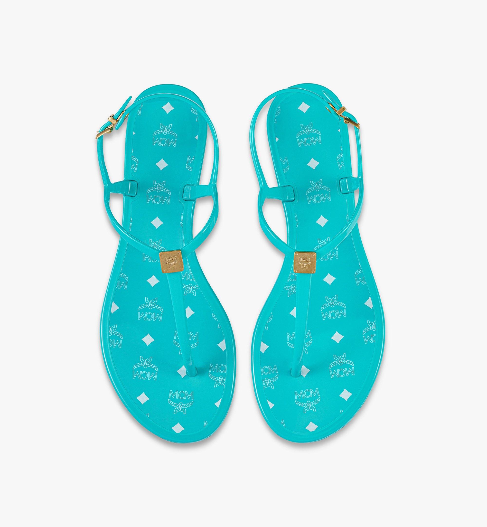 MCM Monogram Jelly Sandals Blue MESDSMM131B041 Alternate View 4