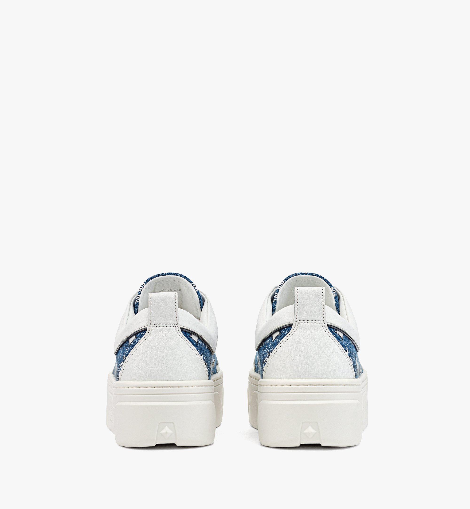 MCM Women’s Skyward Platform Sneakers in Vintage Denim Jacquard Blue MESDSSW01LE035 Alternate View 2