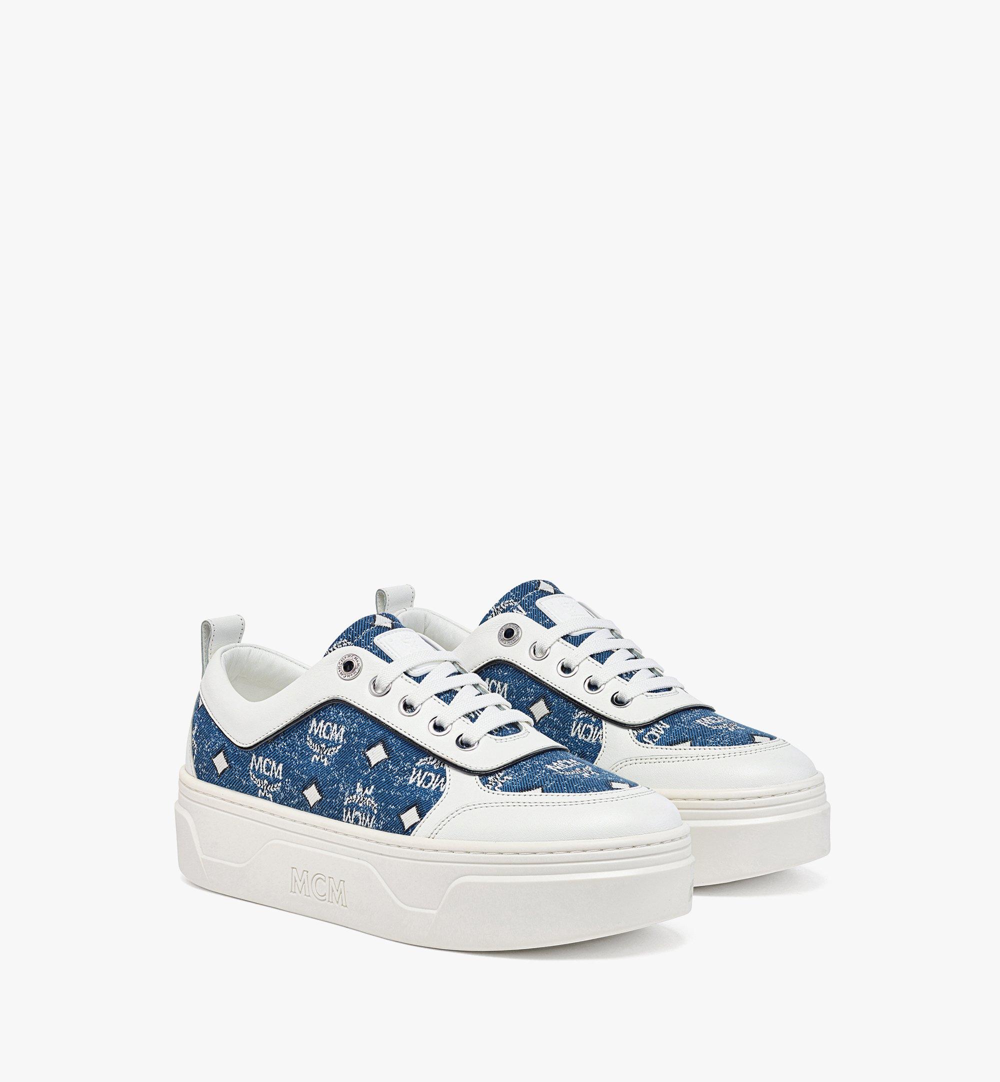 Louis Vuitton White Mesh Fabric and Blue Denim Run Away Sneakers