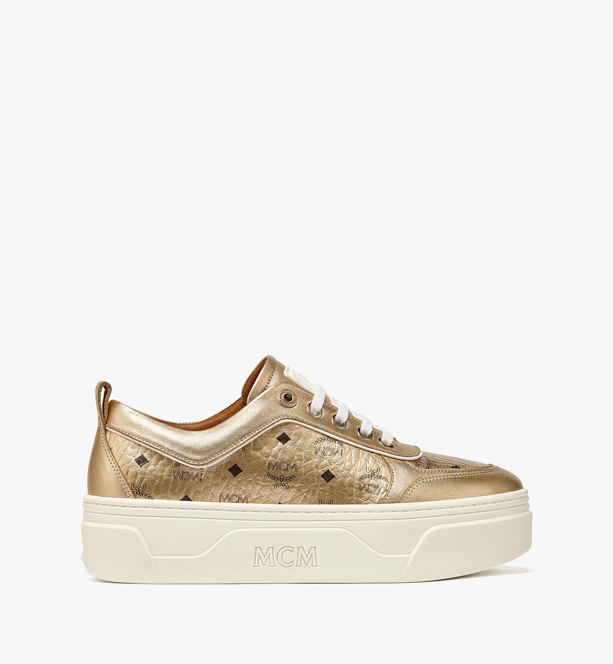 36 IT Skyward Platform Sneakers in Visetos Gold | MCM ®JP