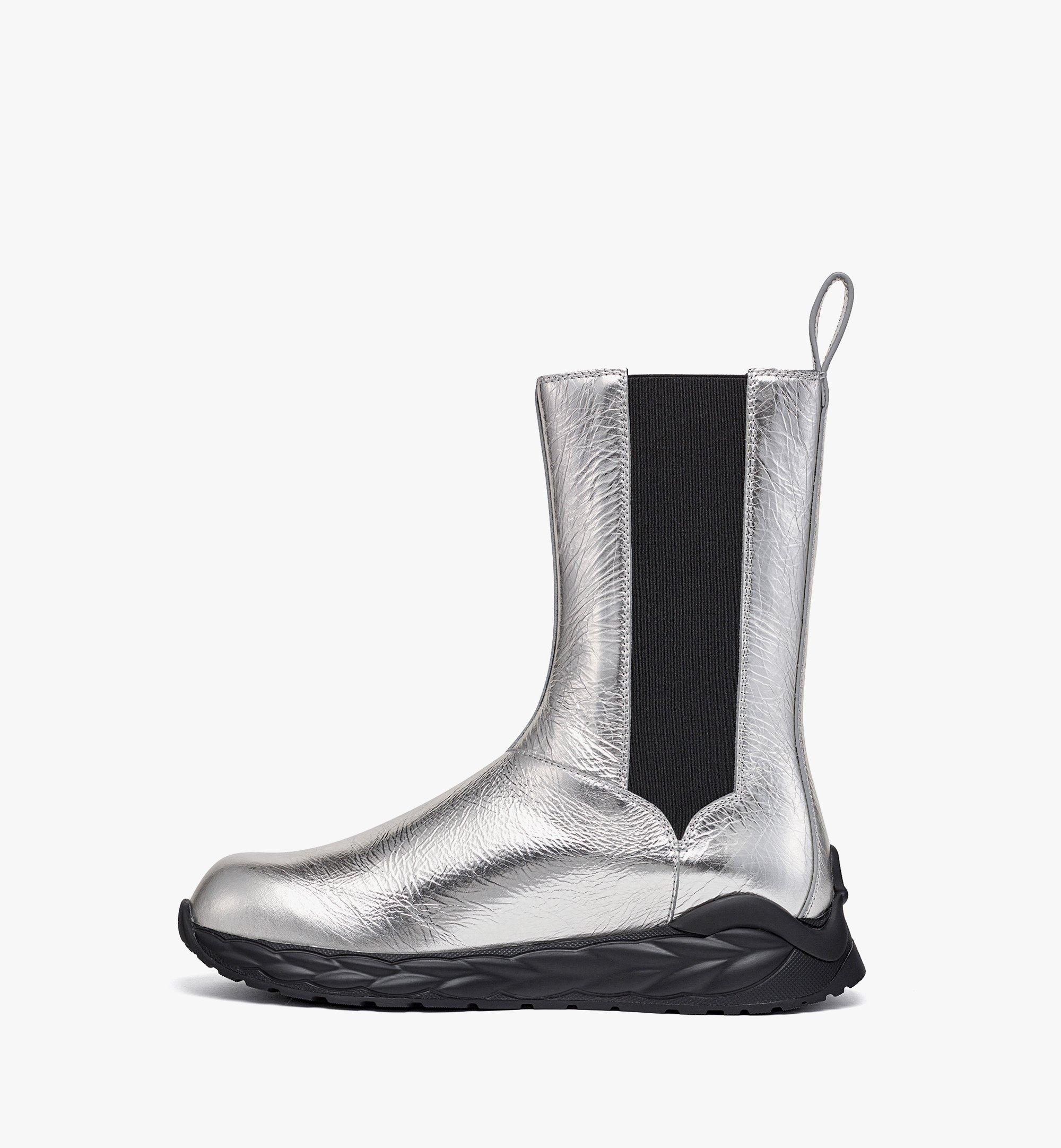 MCM Skywander Boots in Metallic Calf Leather Silver MESEAAH03SV035 Alternate View 1