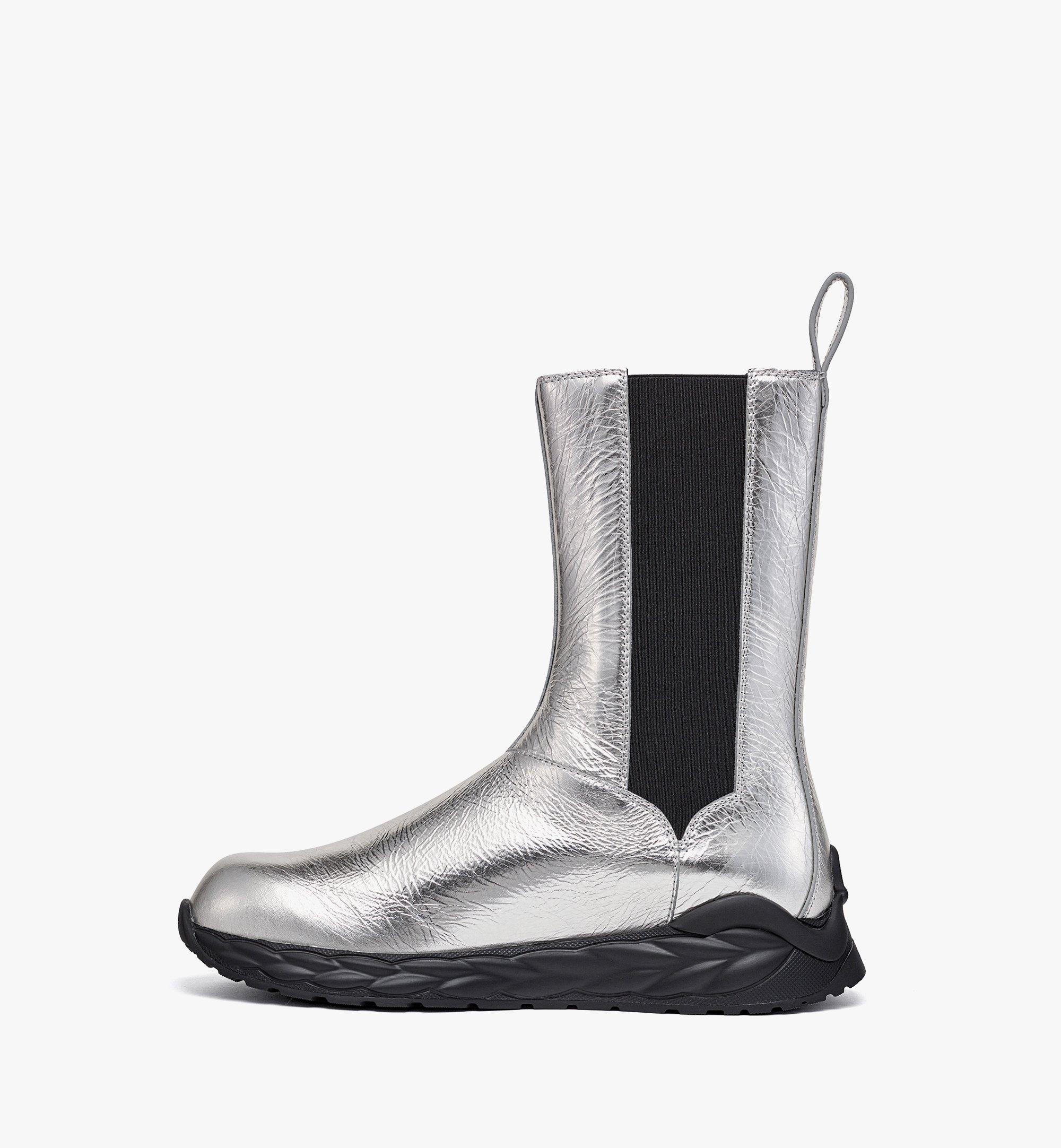 MCM Skywander Boots in Metallic Calf Leather Silver MESEAAH03SV037 Alternate View 1