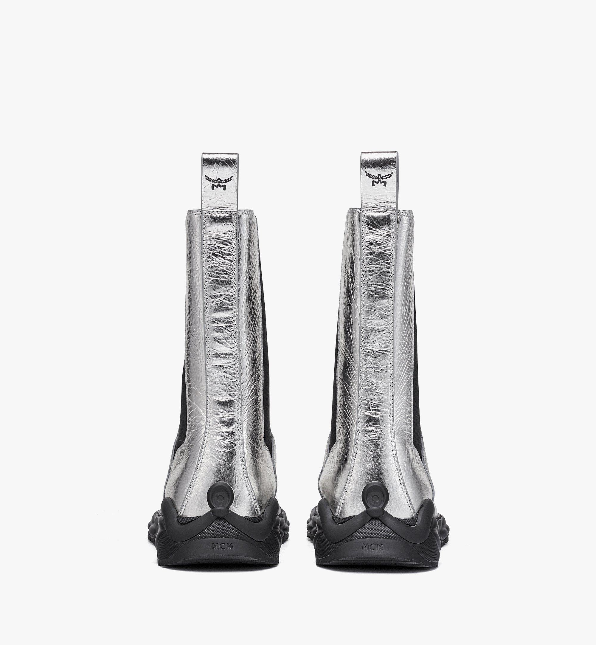 MCM Skywander Boots in Metallic Calf Leather Silver MESEAAH03SV037 Alternate View 2