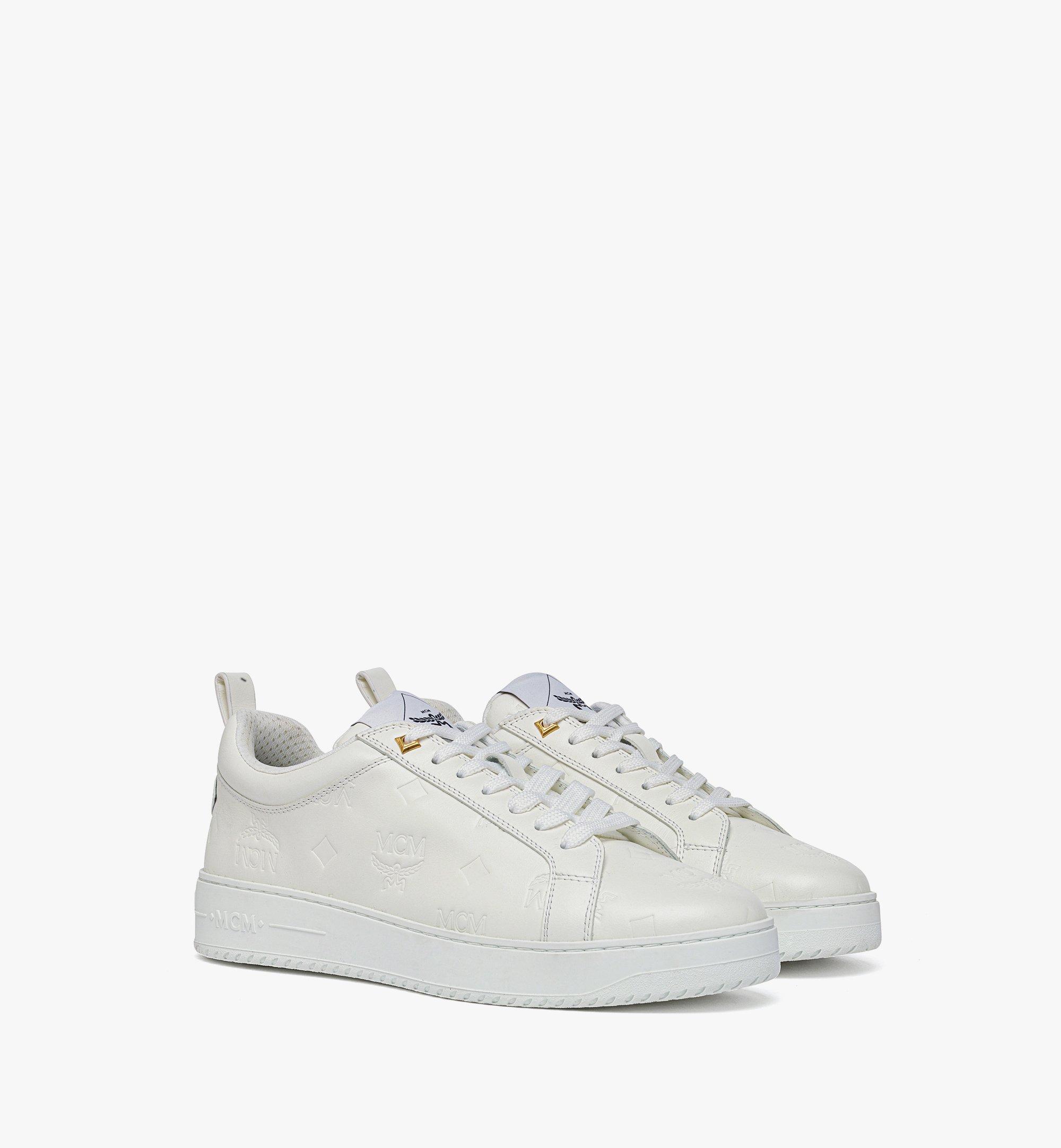Mcm Neo Terrain Lo Sneakers In Monogram Leather In White